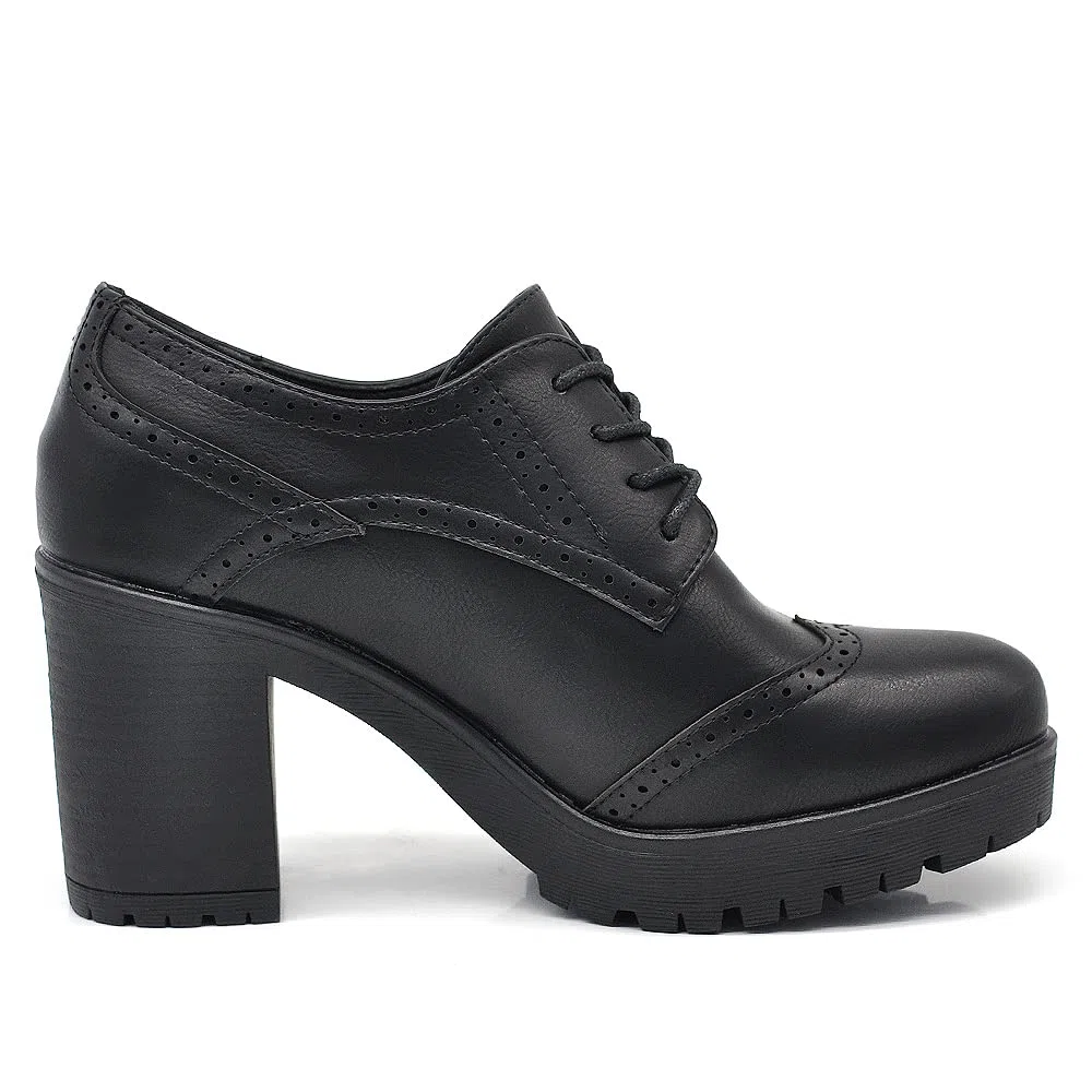IF Fashion Scarpe da Donna Stringate Francesine Ricamo Tacco Grosso Pelle Sintetica IF146