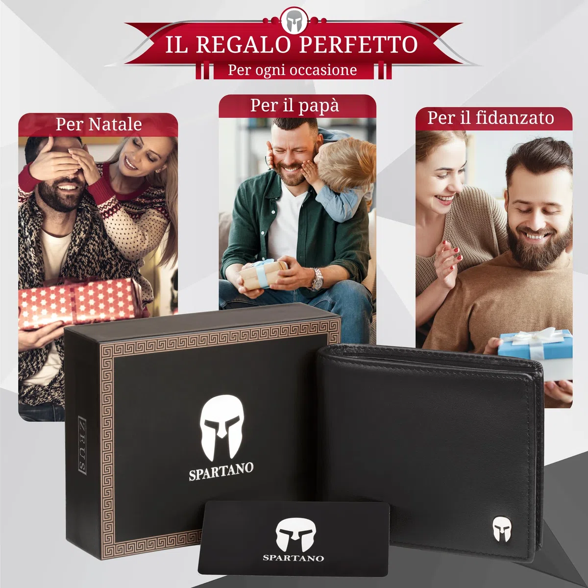 SPARTANO Portafoglio Uomo con Protezione RFID, 11 Slot per Carte Credito, 1 Tasca Portamonete, 2 Scomparti Banconote, 3 Tasche interne - ZEUS