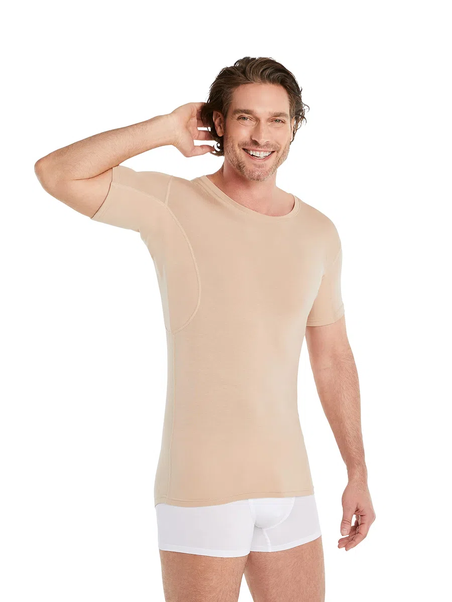 FINN Maglia Intima Anti-Sudore Uomo con Collo Rotondo e Assorbenti Ascellari Contro Sudorazione Eccessiva - Protezione Garantita Contro Le Macchie di Sudore e i Cattivi odori