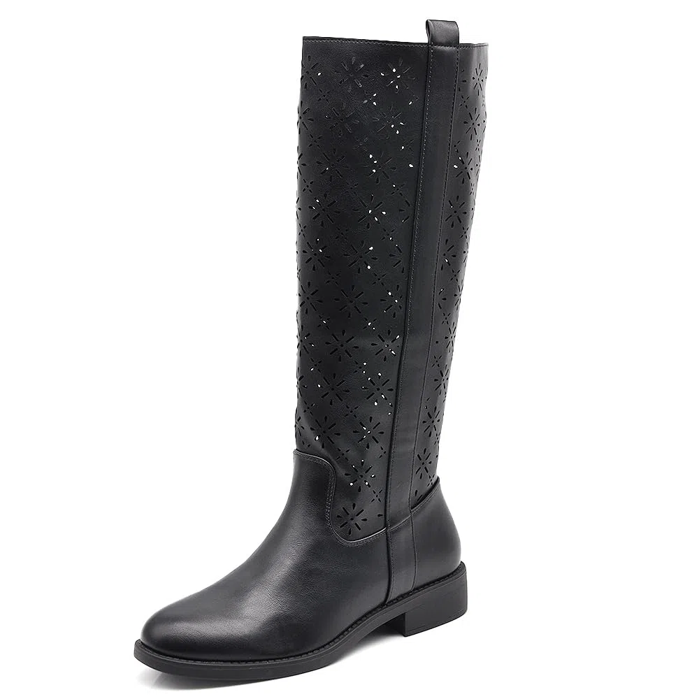 IF Fashion Stivali Stivaletti da Donna Biker Motociclista Traforati Primaverili Estivi con Fibbia LY70-4