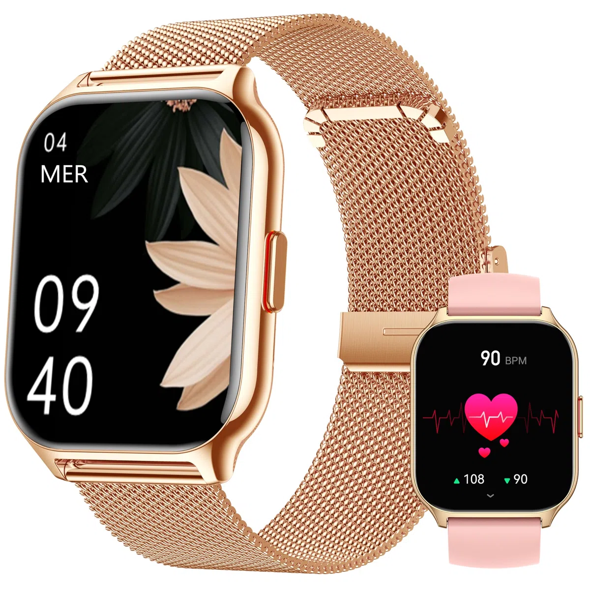 Smartwatch Uomo Donna, Effettua/Rispondi alle Chiamate, 2.0" Fitness Orologio, 100+ Modalità Sportive, Monitoraggio SpO2/Sonno/Pressione Sanguigna/Frequenza Cardiaca, Compatibile iOS/Android