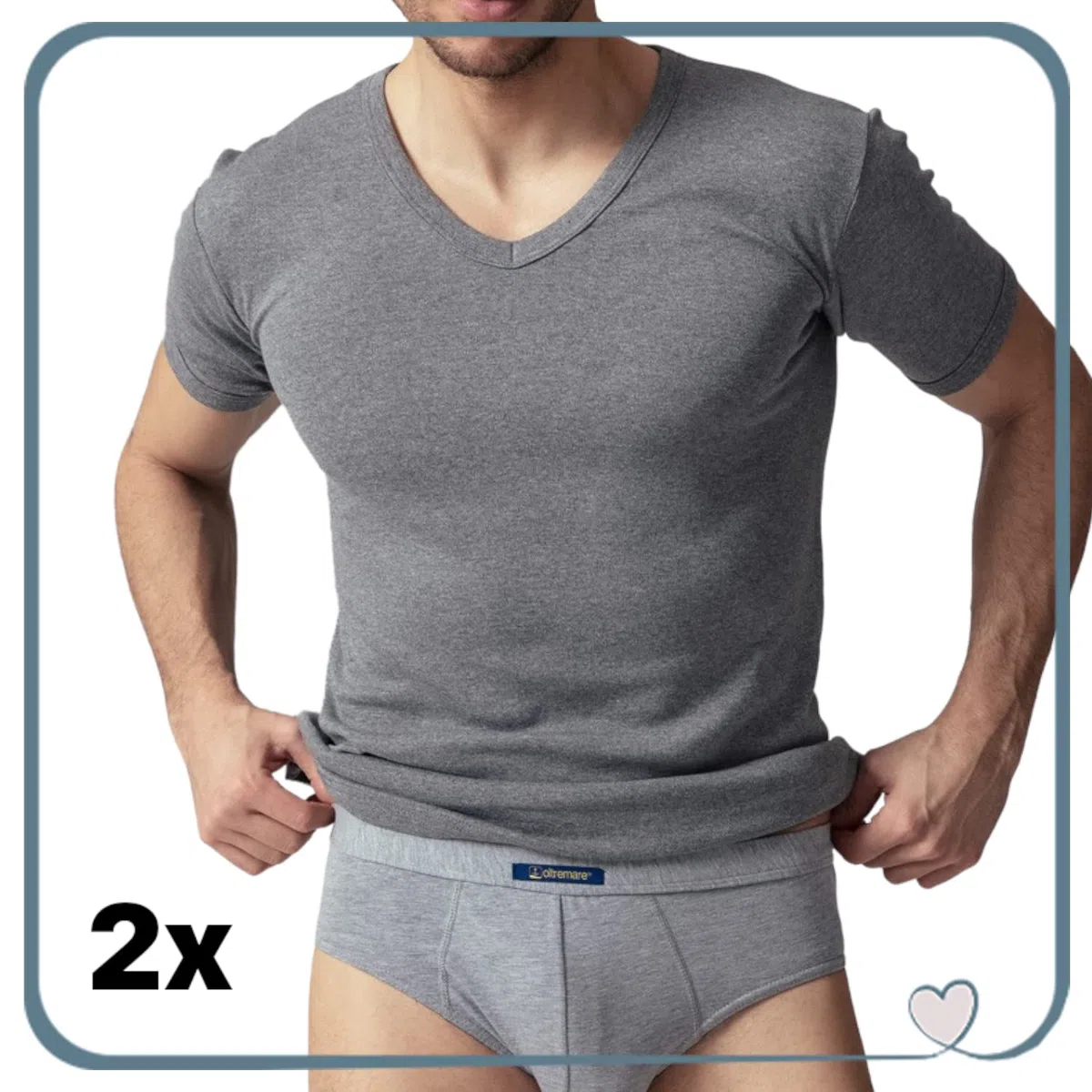VP PINUCCIO VENEGONI Set 2 Maglia Intima Uomo Caldo Cotone Felpato Scollo a V Made in Italy T-Shirt Manica Corta Bianca Nere Grigio Intimo Termico