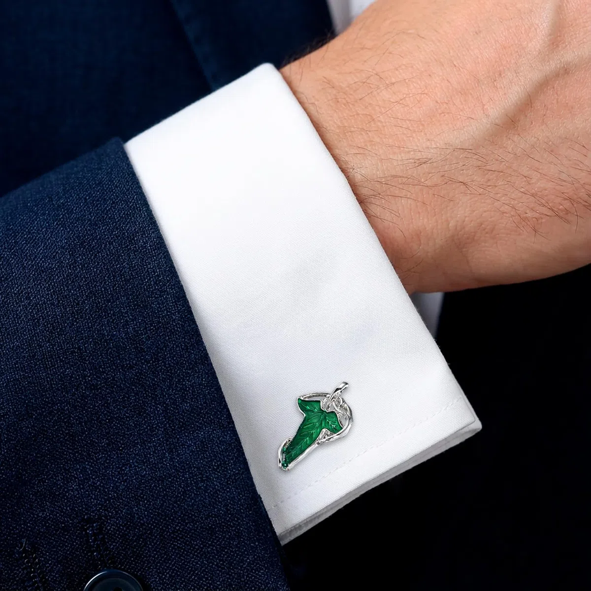Gemelli per camicia con foglia di Lorien, regalo per il padrino, gemelli geek per matrimoni ed eventi, 1,6 x 2,7 cm