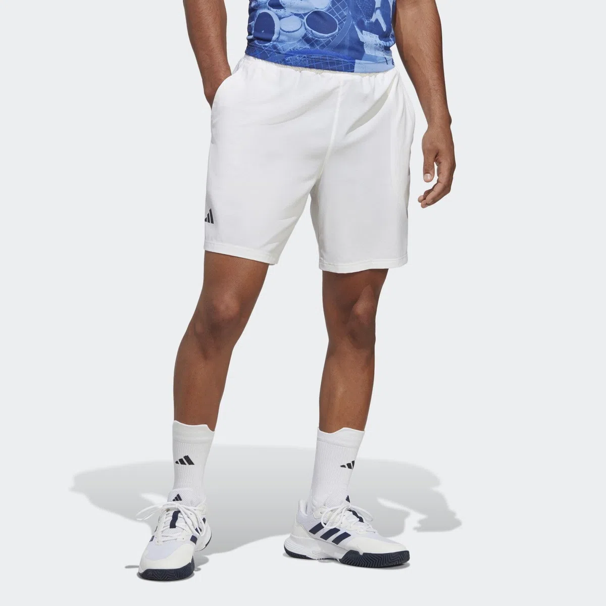 adidas Men Club Tennis Stretch Woven Shorts Recycled Polyester White M 7"