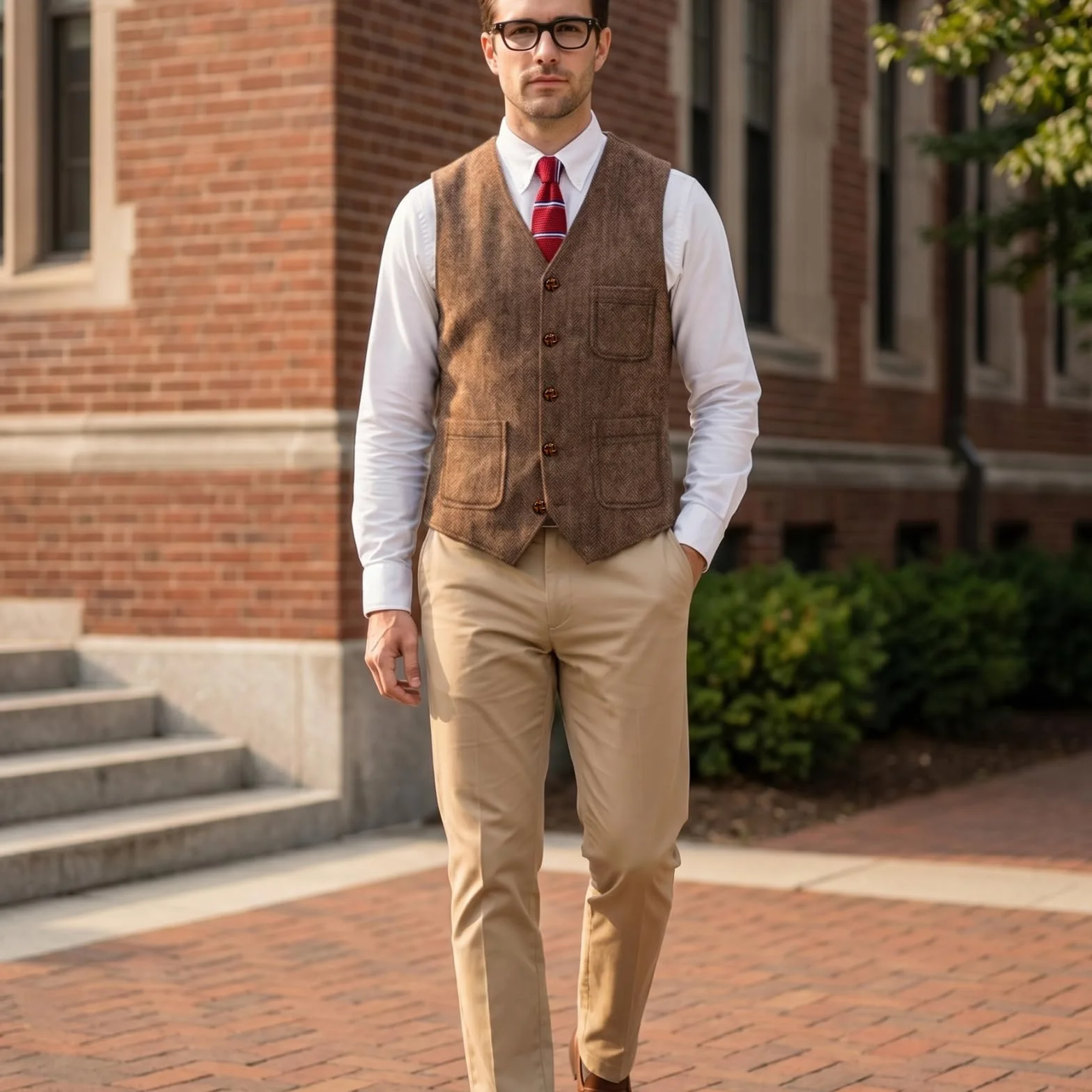 Solovedress Gilet da uomo, vintage, classico, in lana, formale, vestibilità regolare, per matrimoni