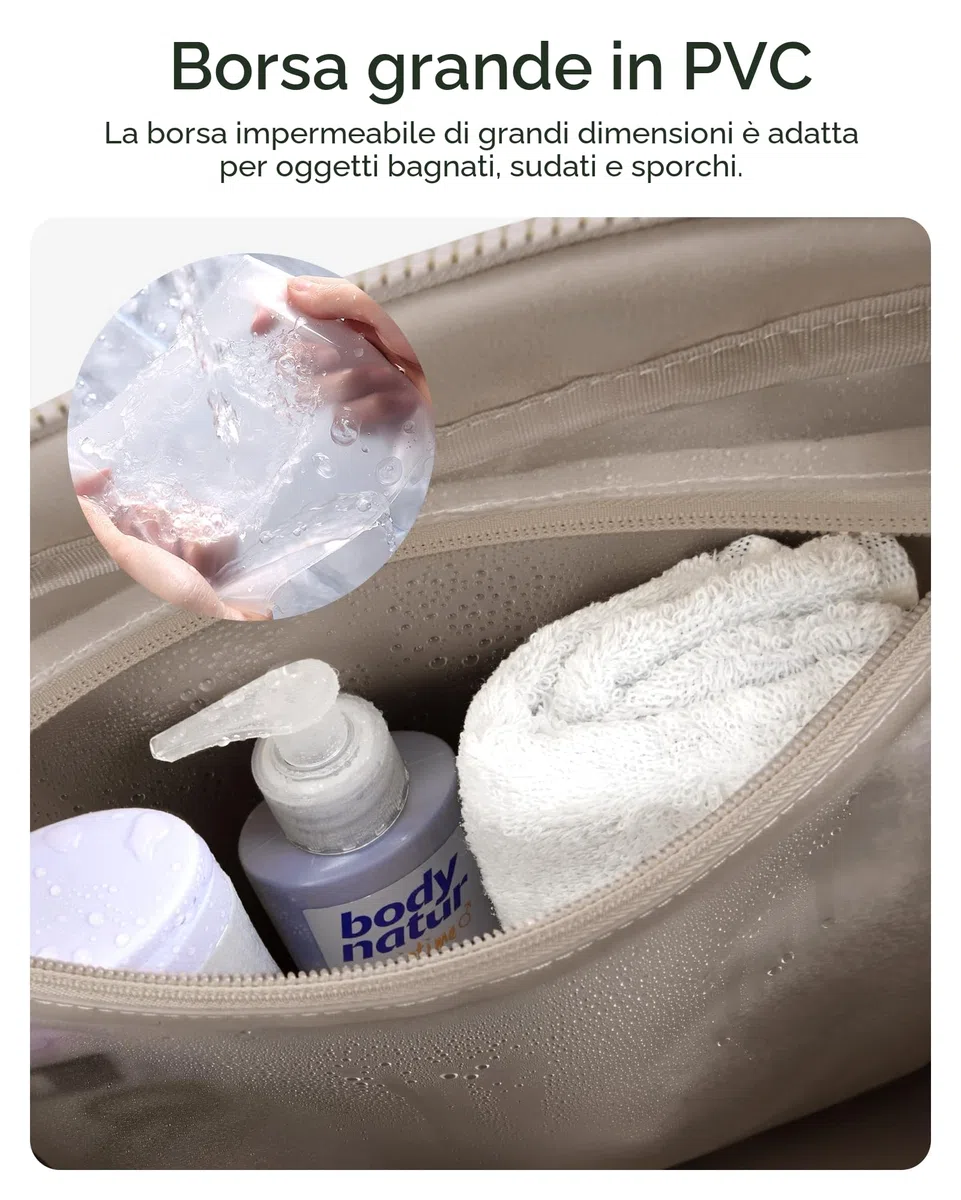 BAGSMART Borsone da Viaggio Donna, 24L Borsone Palestra Sportiva in Piuma, Borsa da Viaggio Impermeabile Grande Capacità, Bagaglio a Mano Leggero, Borsa Parto Ospedale con bagnata in PVC, Cammello, M