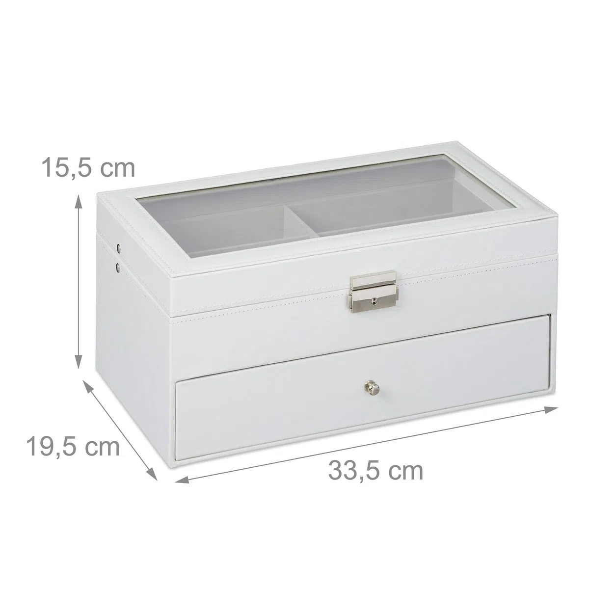 Relaxdays Box for 12 Glasses, Sunglasses Storage Case, Faux Leather Crate