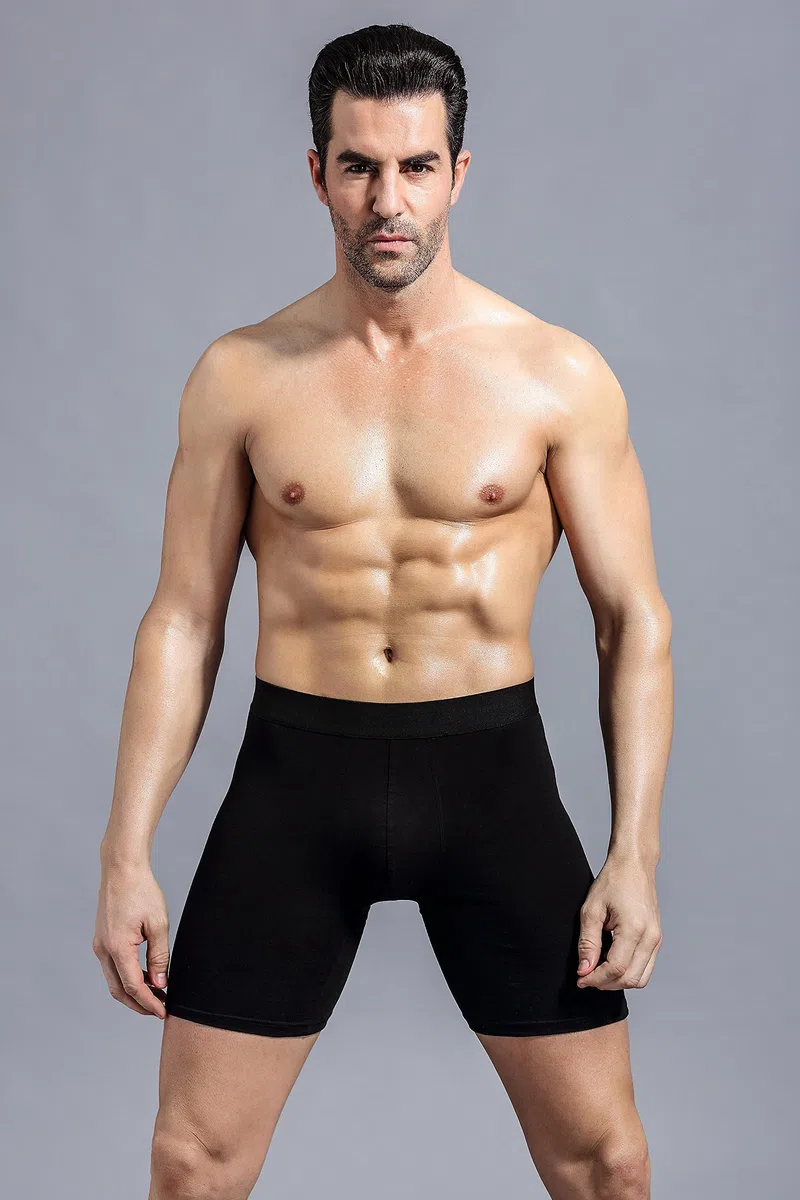 ZLYC Boxer da Uomo in Cotone a Gamba Lunga Confezione da 3/4