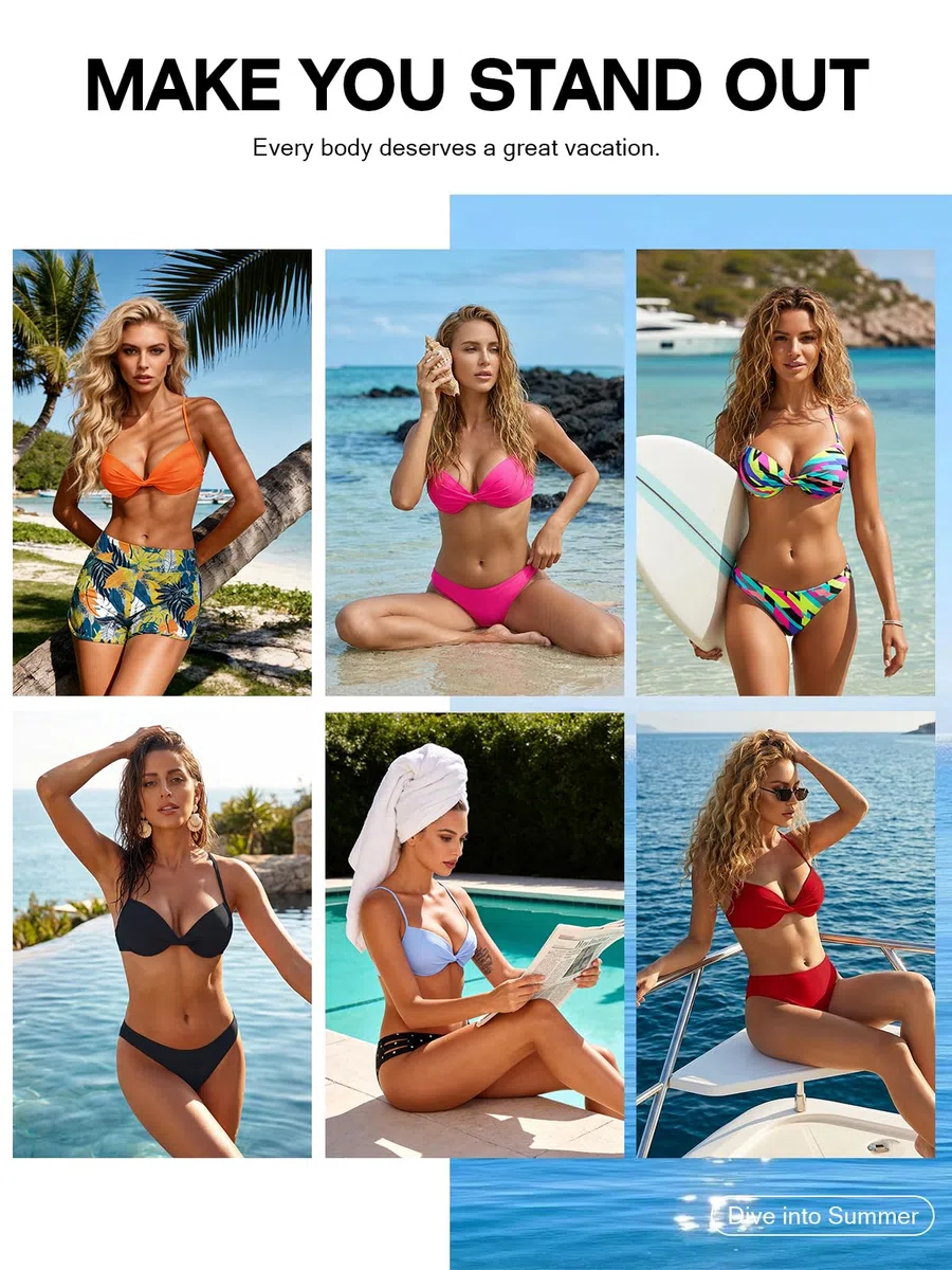 RELLECIGA Push-up Parte Superiore del Bikini Donna