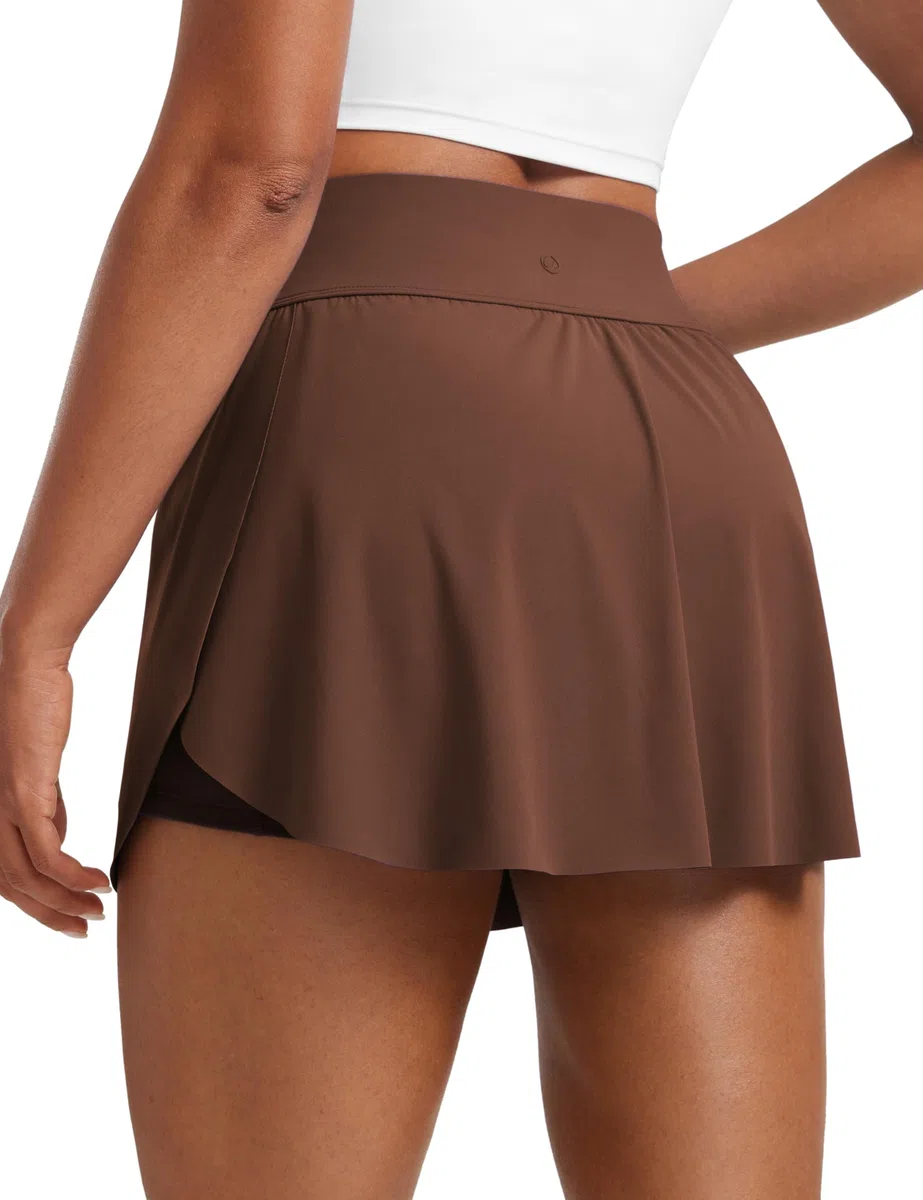CRZ YOGA Gonne da Tennis per Donna Gonna-Pantalone a Vita Alta con Spacchi Laterali e Tasche