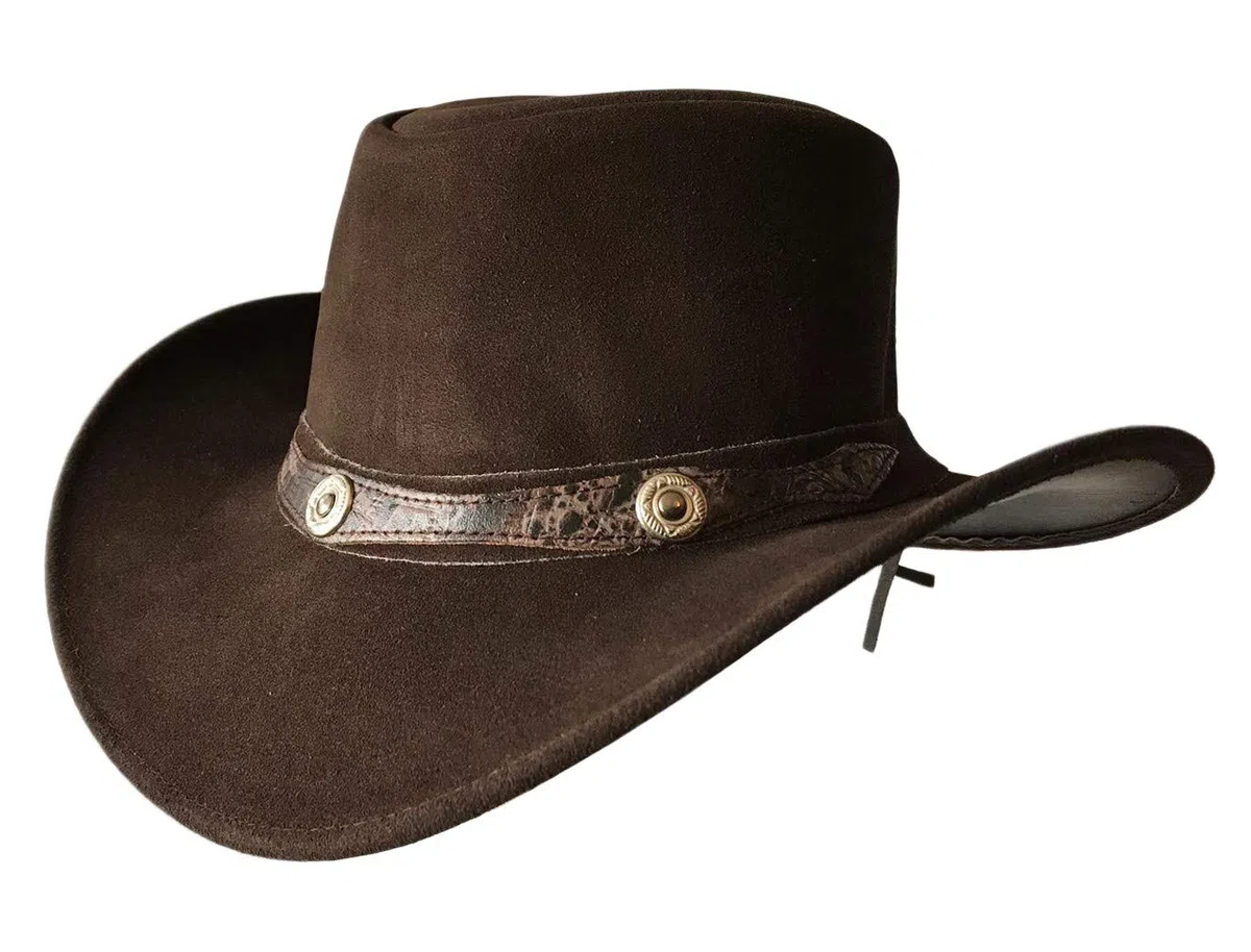 BRANDSLOCK Cappello Vintage a Tesa Larga da Cowboy, Stile Australiano, Stile Occidentale per Uomo