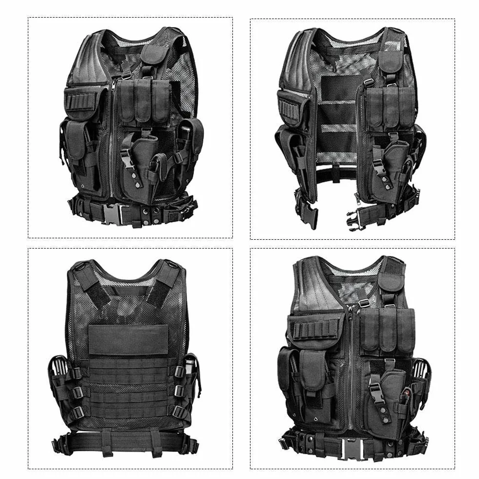 Maglia per Tattico Militare Esercito Poliestere Airsoft Gilet da Caccia per all’Aperto Campeggio Escursionismo Tactical Vest