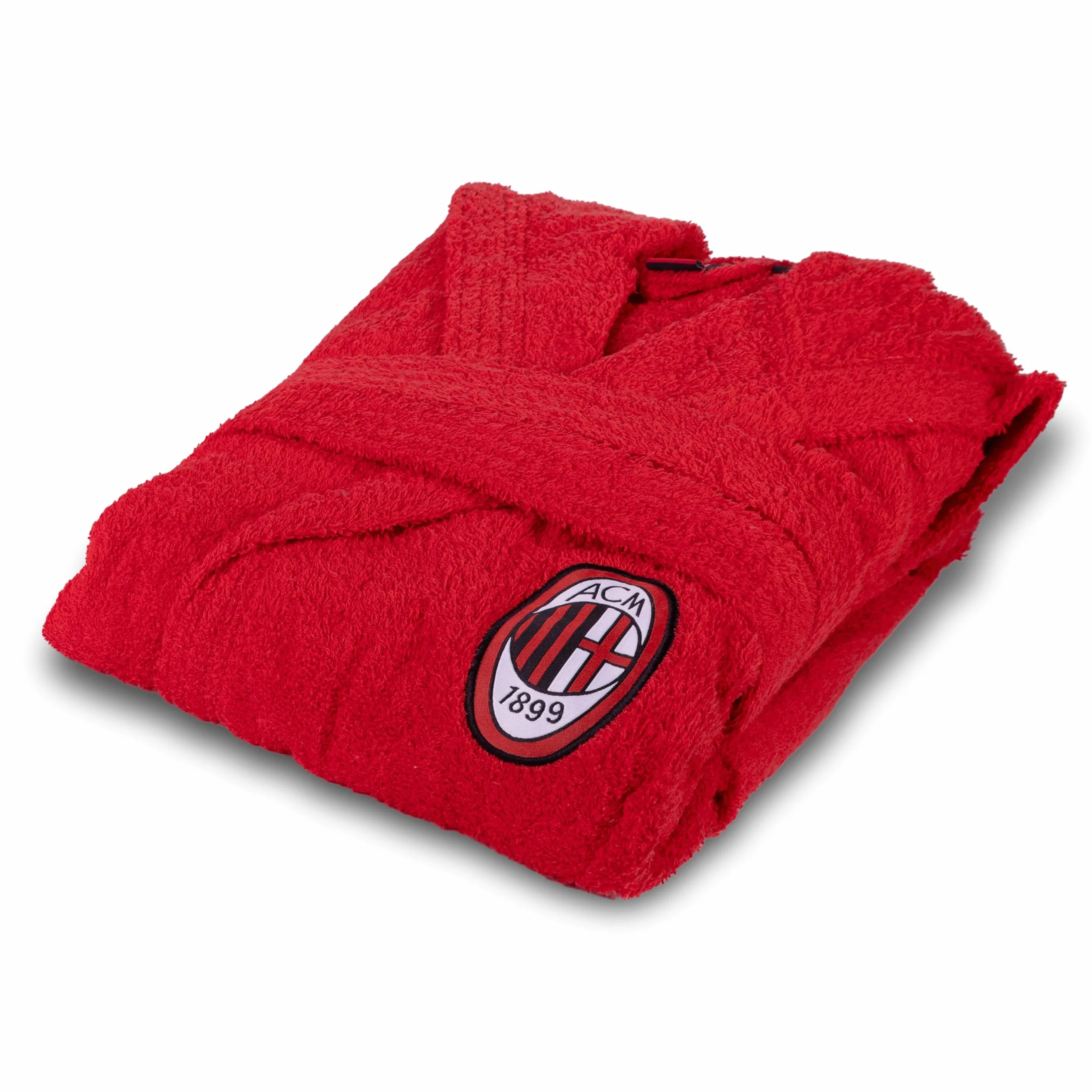 Milan, Accappatoio con Cappuccio, Accappatoio Bambini e Ragazzi, Unisex, In Spugna 380 gsm, 100% Cotone, Logo del Milan Lato Cuore