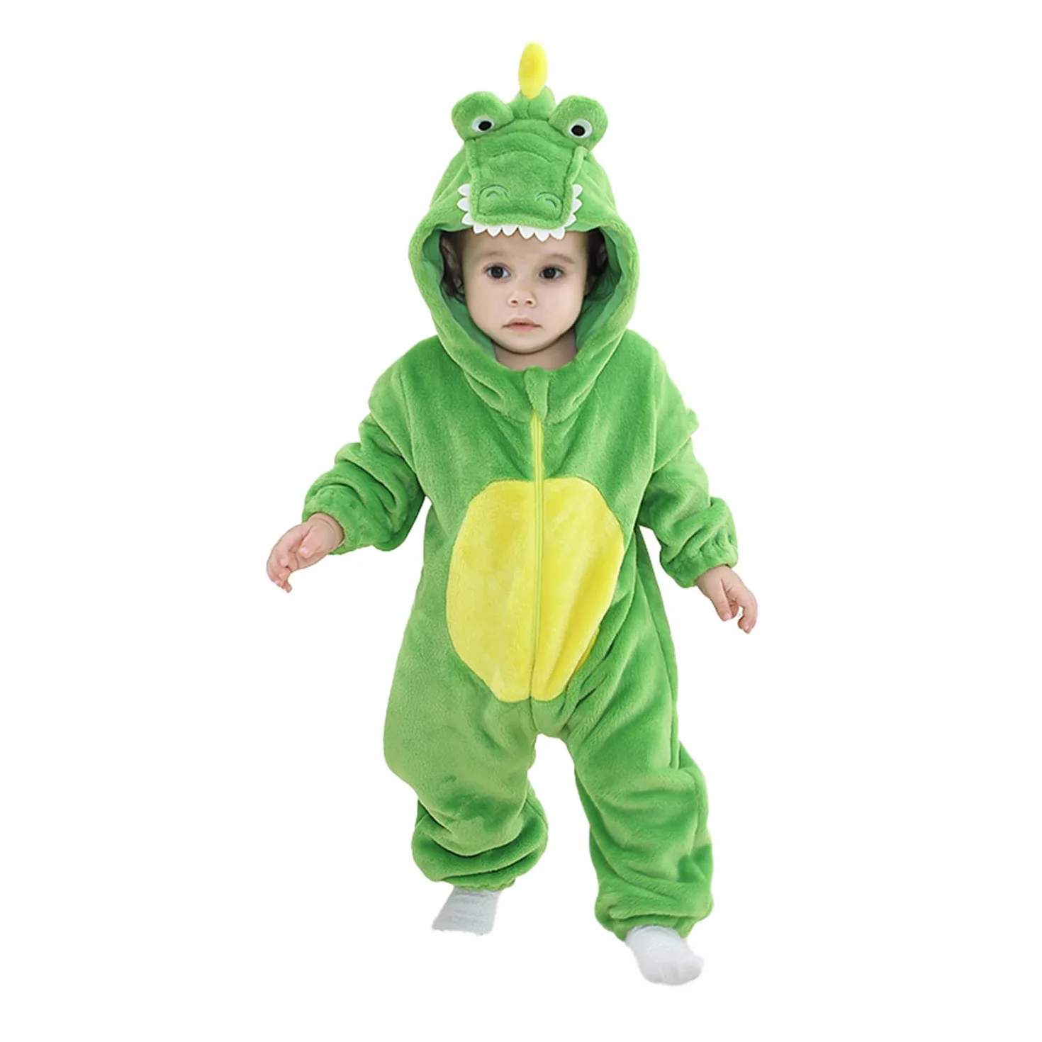 LOLANTA Costume da Coccodrillo per Bambino, Tutina in Pile Felpa con Cappuccio