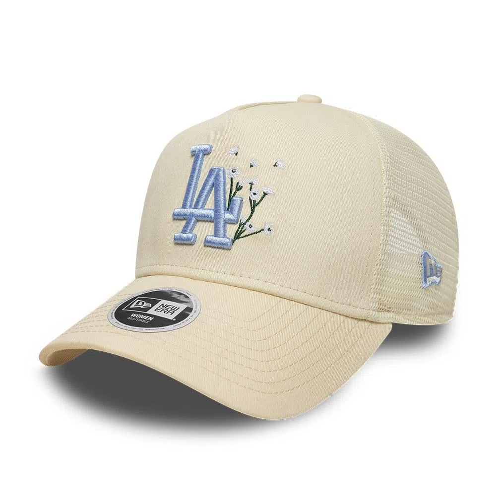 New Era LA Dodgers - Cappellino da donna, motivo floreale, colore: panna