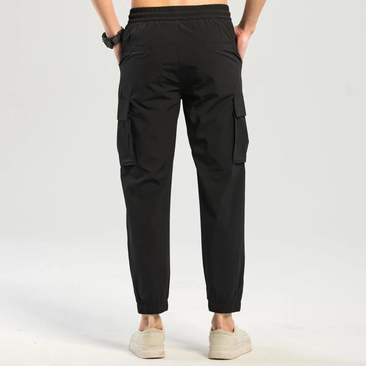 TONY BACKER Pantaloni Cargo da Uomo, Tessuto Leggero Estivo, Vita Elasticizzata con Lacci 2223