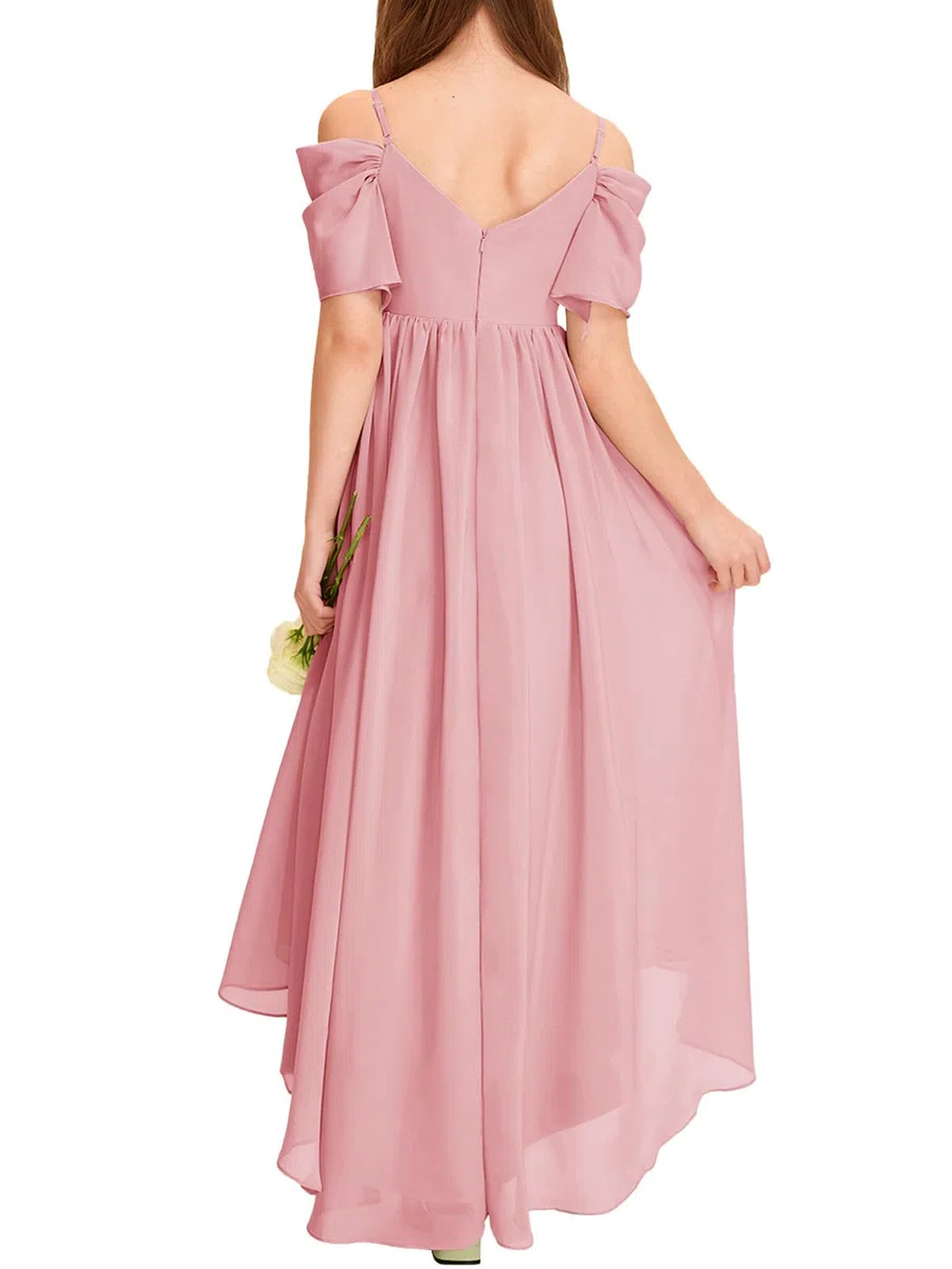 Haloumoning Abito da ragazza con spalle scoperte con volant, abito estivo per bambini, linea ad A, tinta unita, elegante, per feste, matrimoni, compleanni, feste