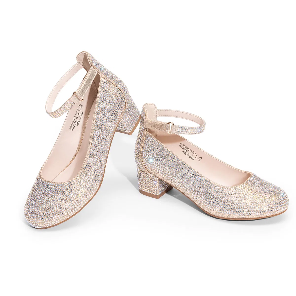 DREAM PAIRS Ballerine Bambina con Tacco Alto e Cinturino alla Caviglia, Scarpe Eleganti da Principessa per Feste e Matrimoni, per Bambine Grandi
