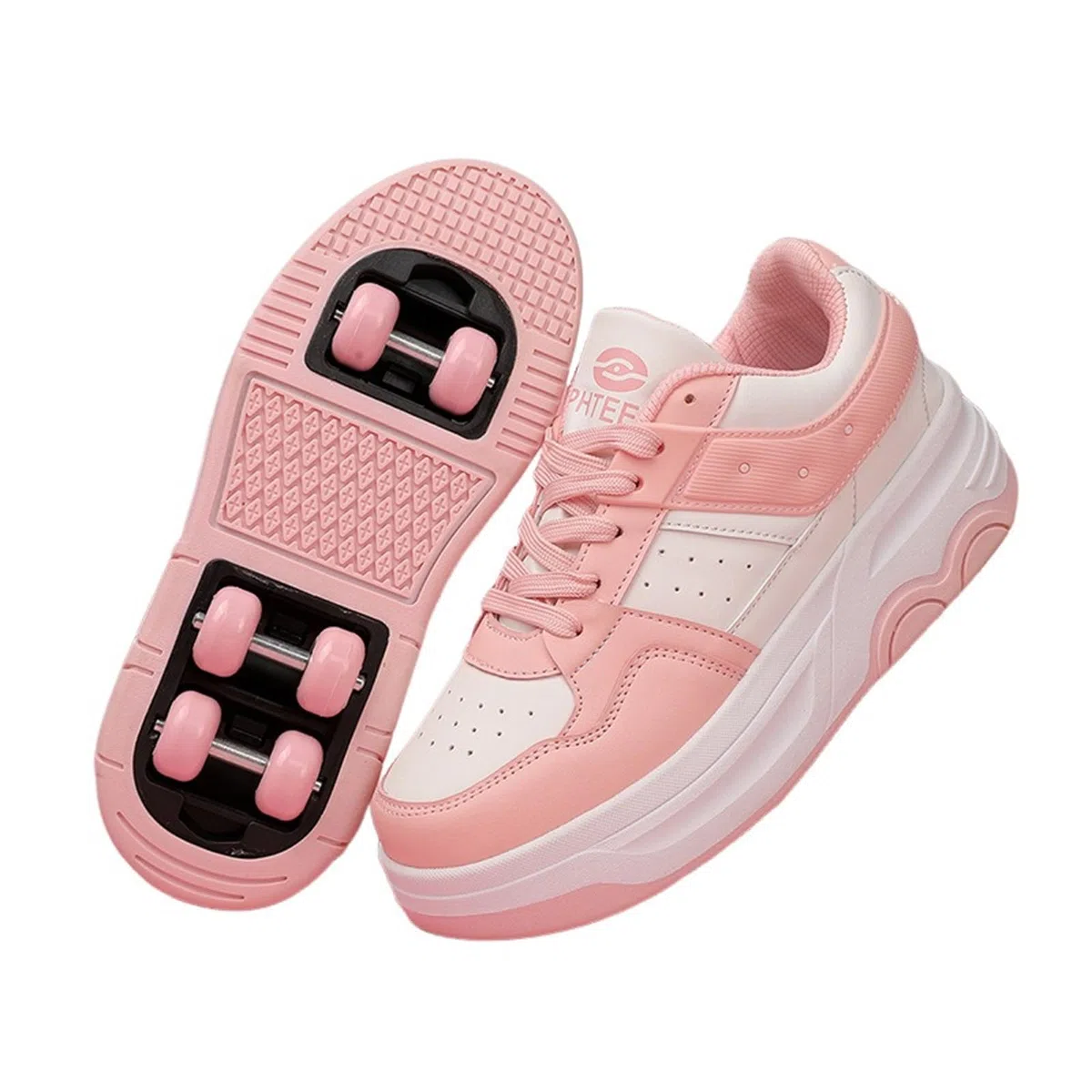 Mateju Scarpe con Rotelle da Bambina Ragazzo Ragazza Sportive Scarpe da Skateboard, 6 Rotelle Rimovibile Skateboard Ginnastica da Pattini Sneakers per Bambino, 31-40 EU