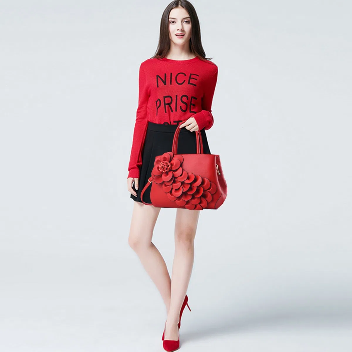NICOLE & DORIS Womens Designer Handbag Ladies Fashion Shoulder Bag Flower Pattern Tote Bag Elegant Top Handle Bags Crossbody Bag