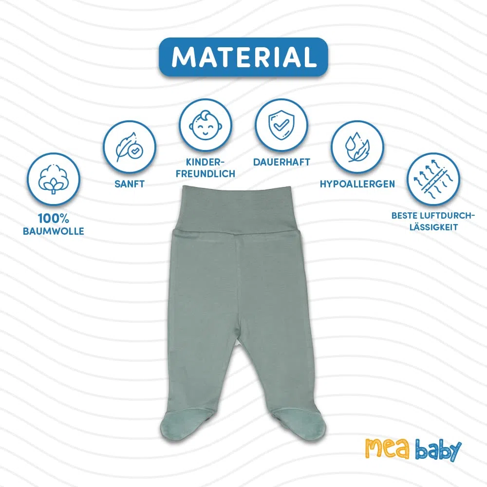 MEA BABY Pantaloni Unisex per Bambini con Piede in 100% Cotone in Confezione da 5 Pezzi