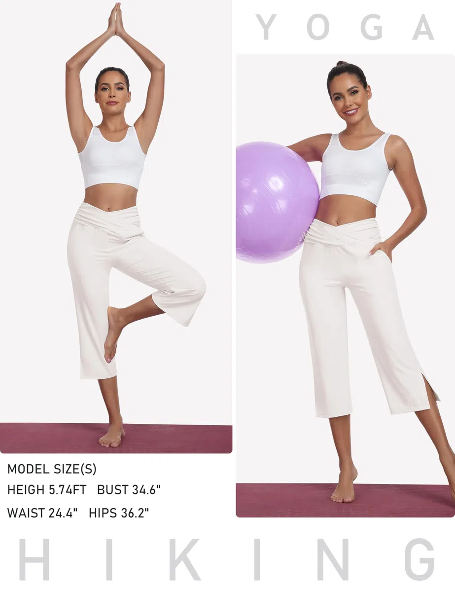 MoFiz Pantaloni da Escursionismo Donna Capri Yoga Pantaloni Estate Asciugatura Rapida Traspiranti Leggins per Corsa Palestra