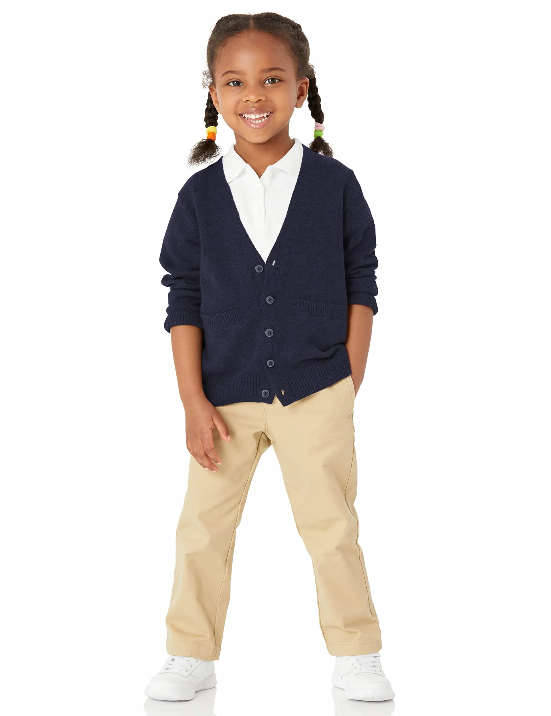 Amazon Essentials Unisex - Bambini e Ragazzi Maglioni Cardigan in Cotone da Uniforme