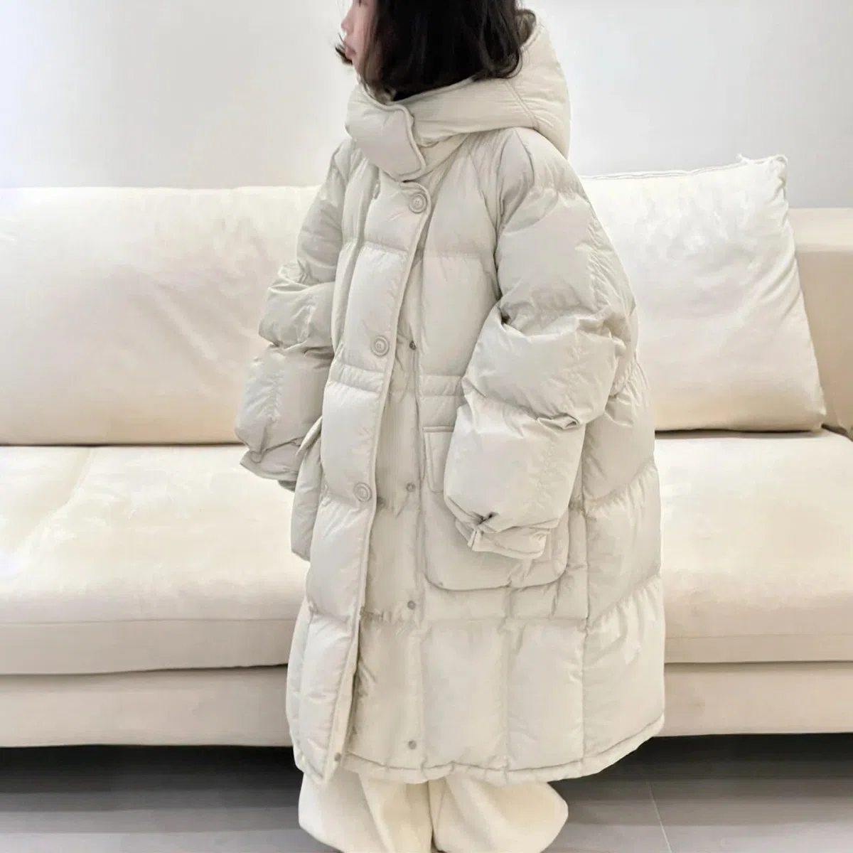 Piumino lungo invernale per ragazze Cappotti alla moda Oversize Caldi Spessi Piumini Maxi Lunghezza Elegante Parka Isolato Impermeabile Outwear