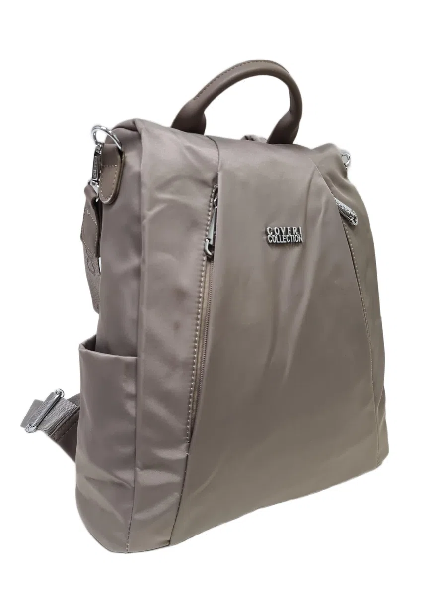 Zaino casual Nylon Impermeabile sistema antifurto, convertibile in borsa a tracolla con 2 tasche frontali, ideale per il lavoro, l'università... Art.5050-16 Prodotto Originale Coveri (TAUPE)