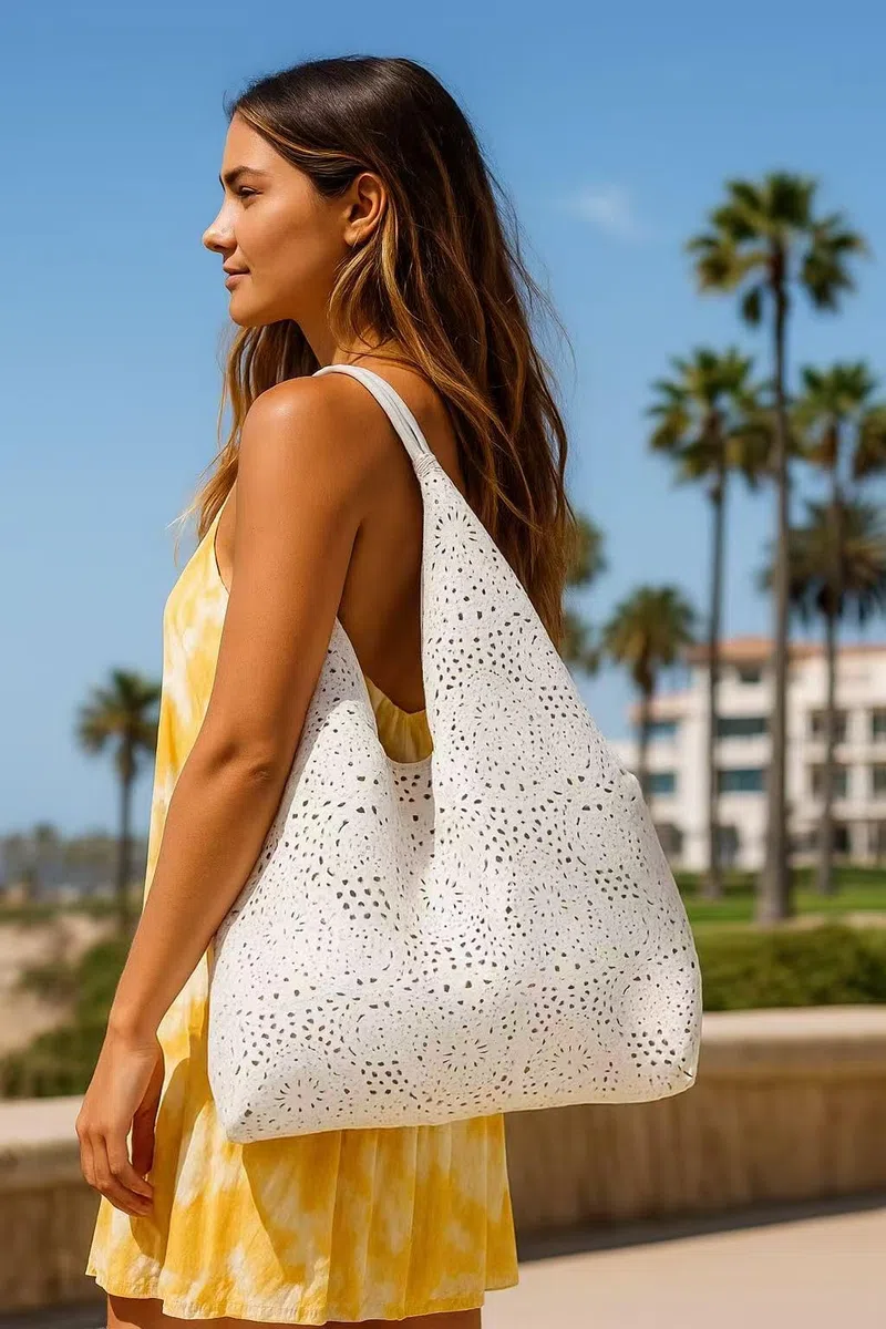 ANGELO Set di Borsa da Donna in Pelle PU, Hobo Bag a Spalla Traforata, Tote a Sacca con Pochette a Tracolla Regolabile, Elegante Capiente per Uso Quotidiano, Lavoro, Shopping, Università