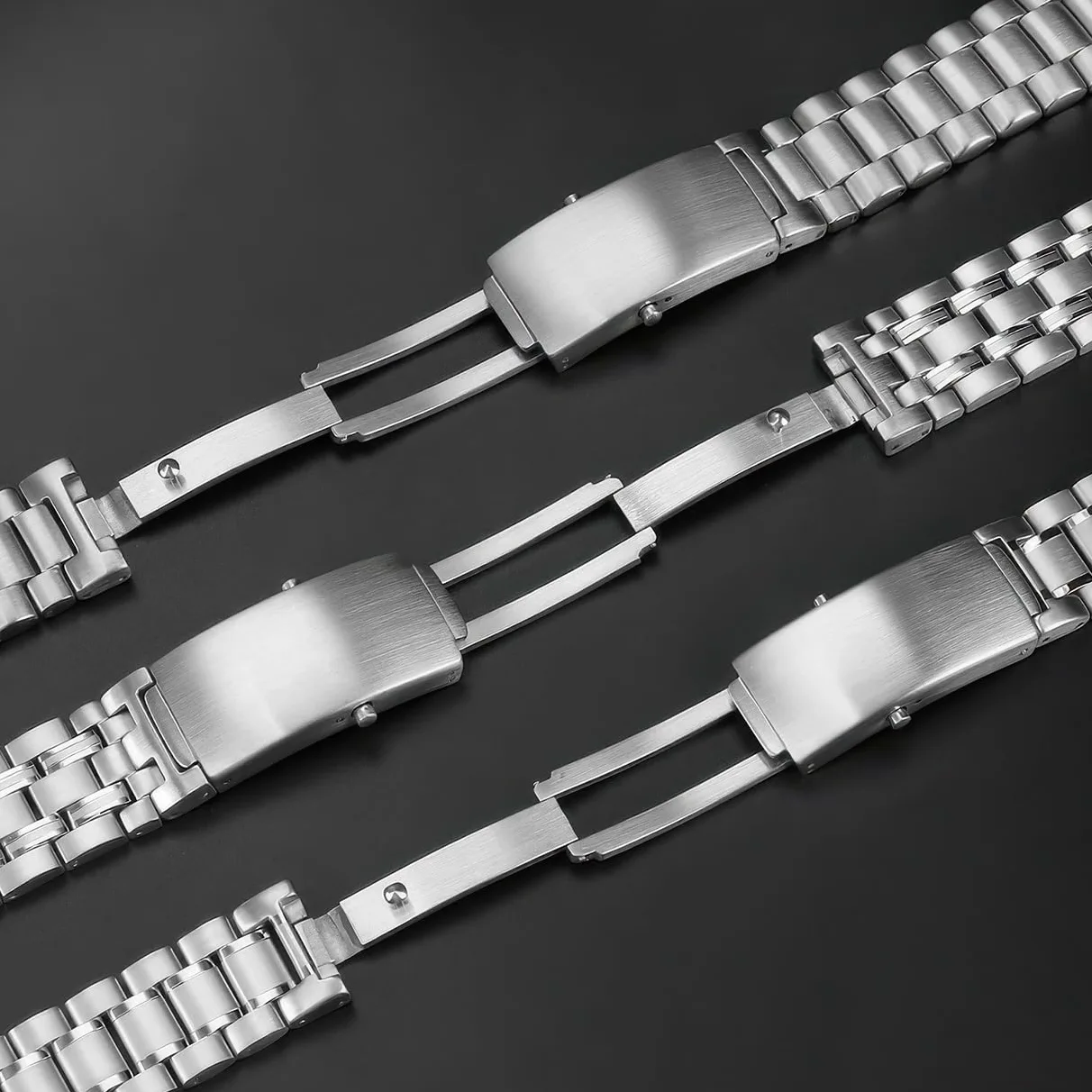 Cinturino di ricambio per OMEGA SEAMASTER300 SPEEDMASTER DE VILLE in acciaio inox (argento, cinque baht, 18 mm)