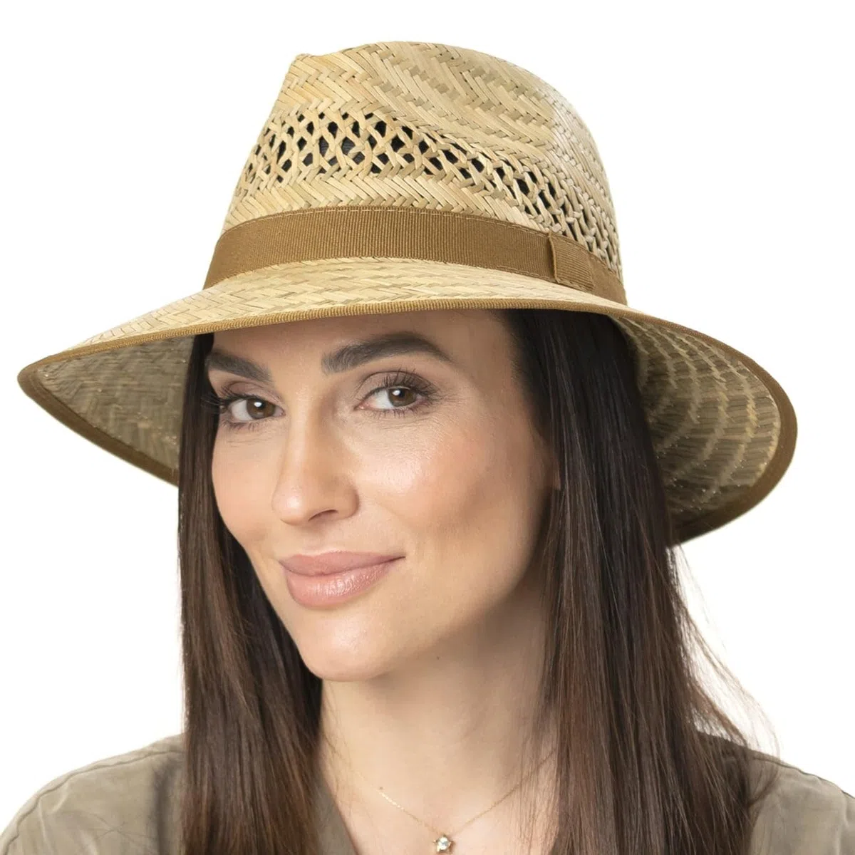 LIPODO Big Brim Traveller Cappello di Paglia Unisex Made in Italy Cappello da Sole Estivo con Ampia Tesa Colori Naturali