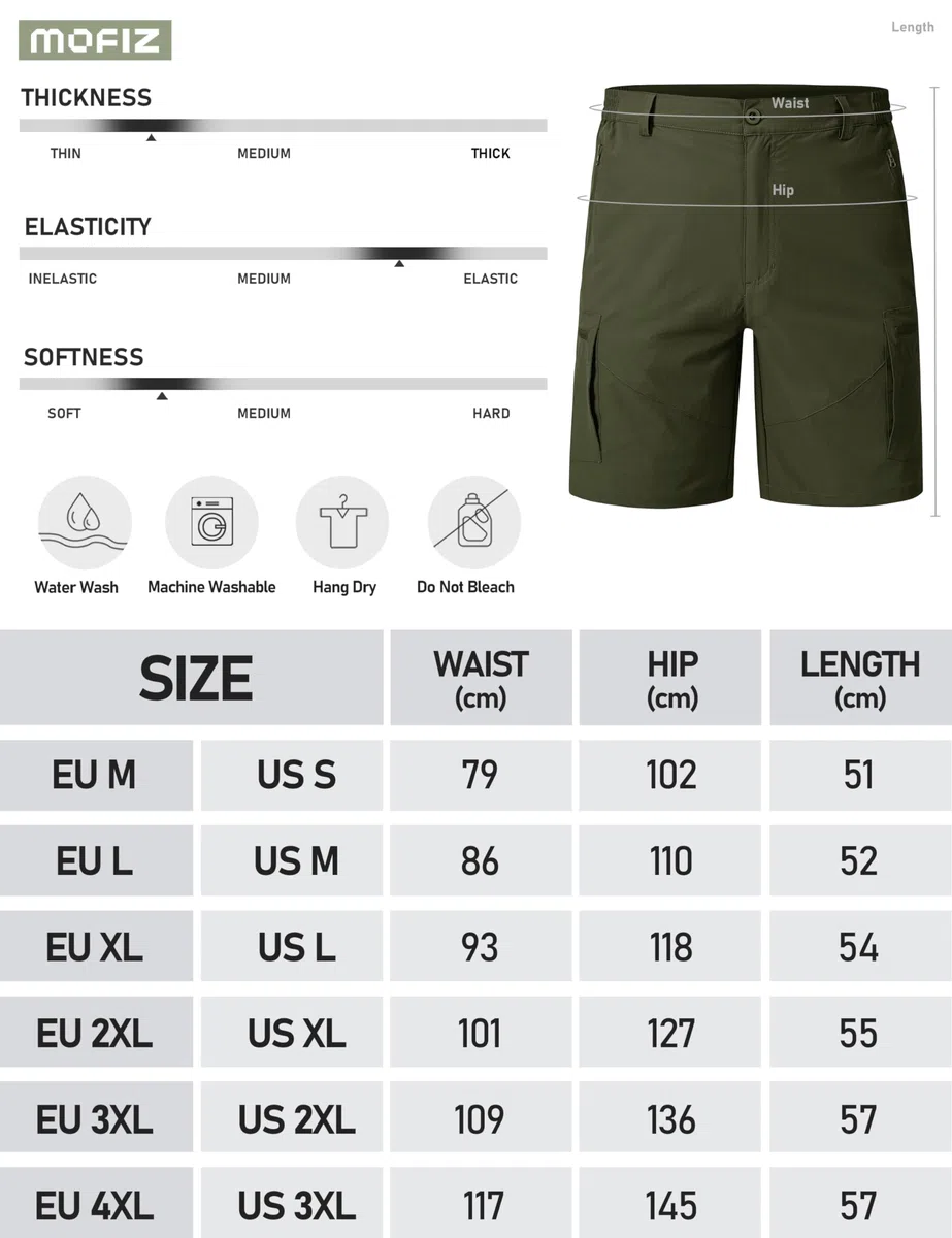 MoFiz Pantaloncini Cargo Uomo Pantaloncini da Trekking Pantaloni Corti Bermuda Golf Sportivi Leggeri Asciugatura Rapida Pantaloncini Escursionismo con 5 Tasche