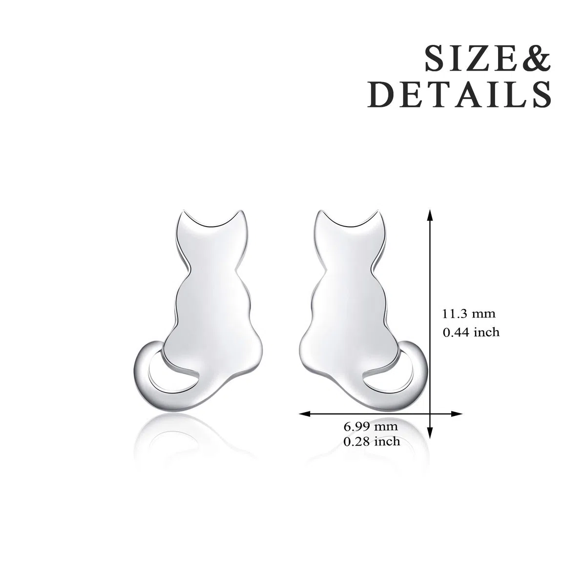 Orecchini a perno in argento Sterling con gatto, ipoallergenici, per donne