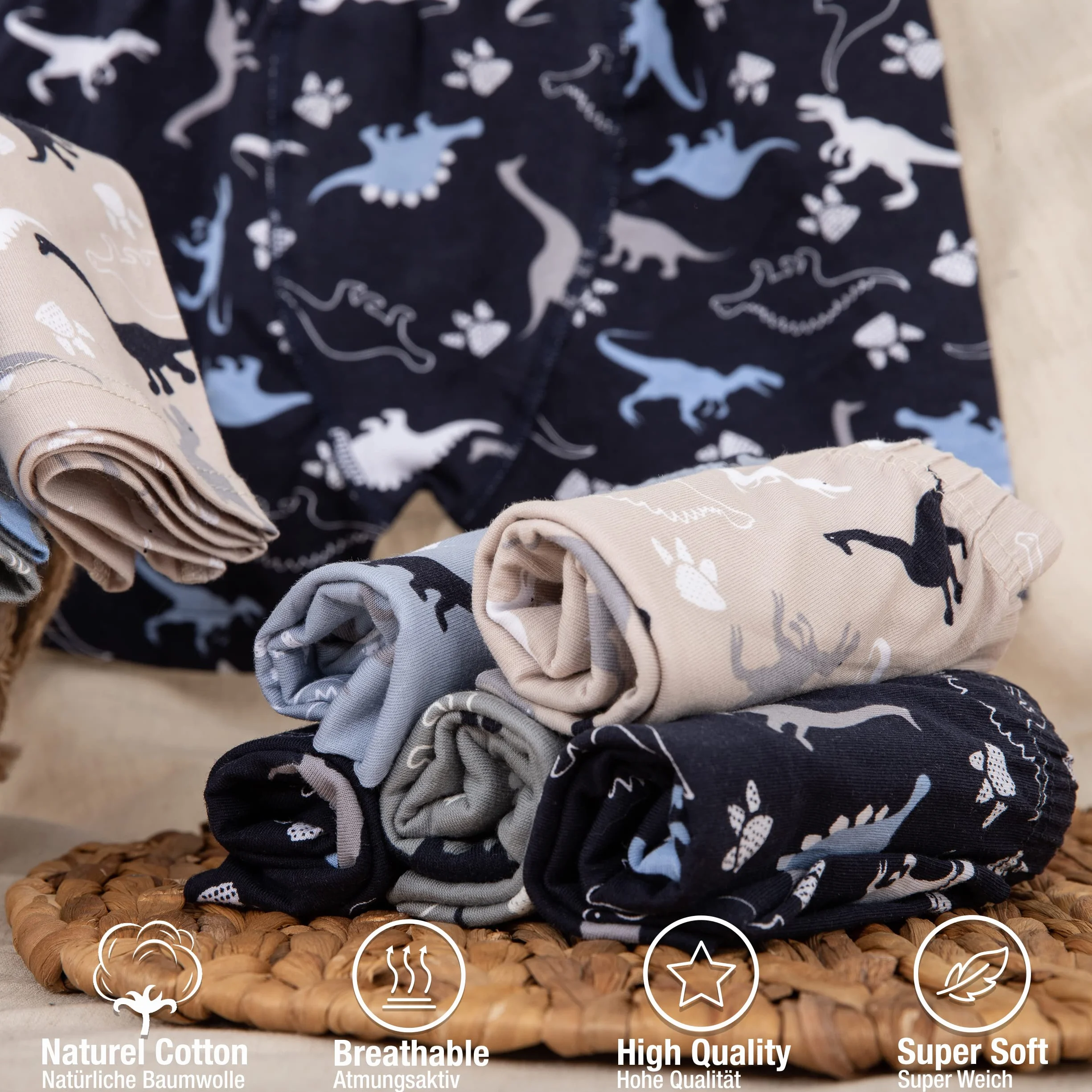 LOREZA ® 10 Boxer Slip Ragazzi Boxer Slip Dino Motivo Mutande Cotone 1-11 Anni