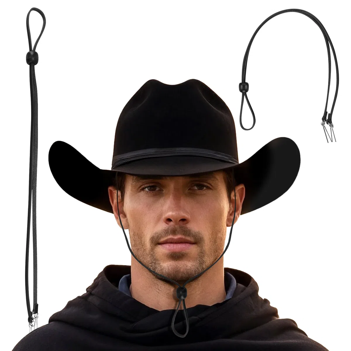 Gamboa 100% Pelle Cappello Sottogola Cappelli Cinghietta Cinghia Rimovibile per Cappello Cowboy e da Sole