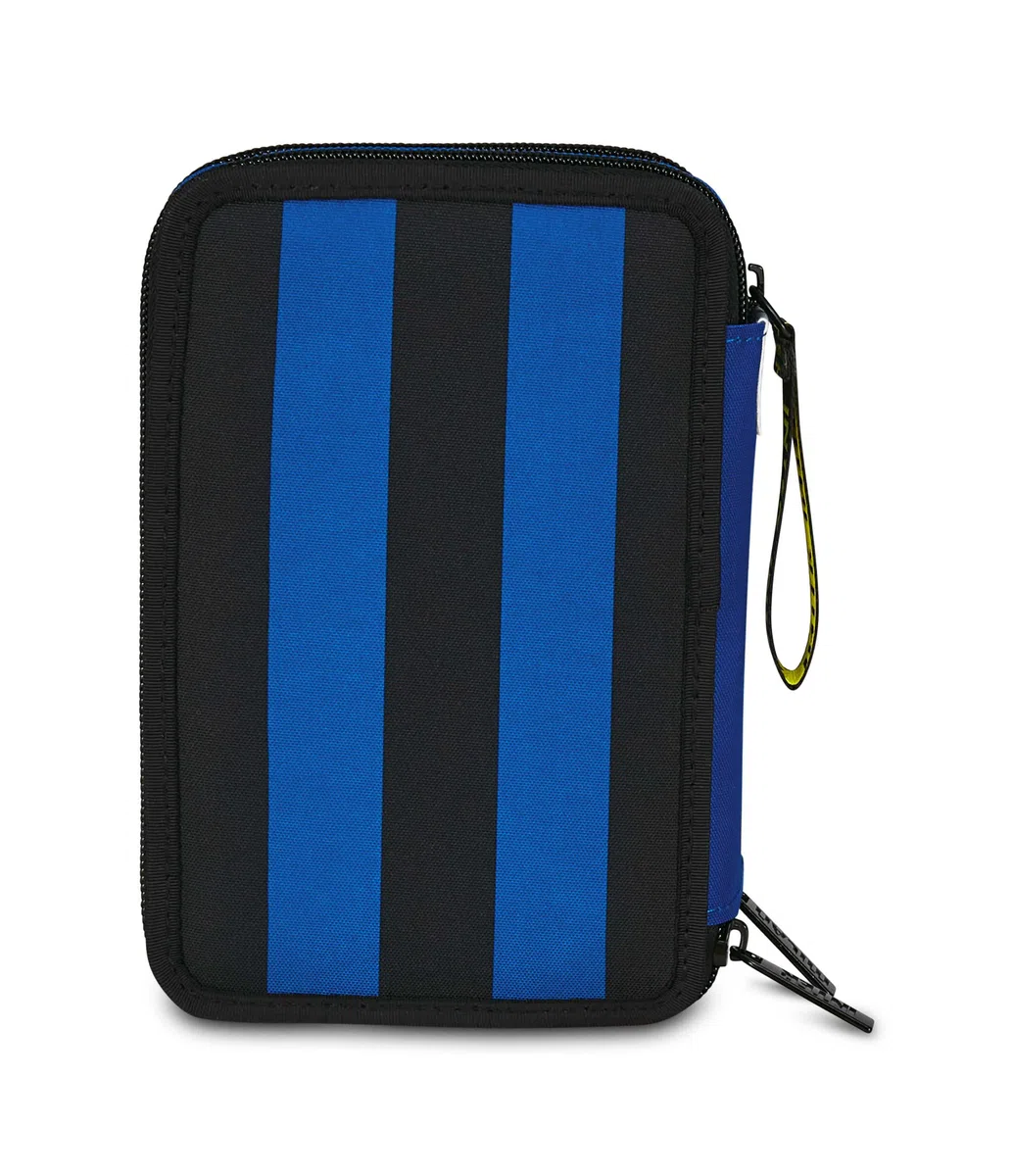 Seven Inter Astuccio Scuola 3 Zip, Blu, Portapenne Triplo Scomparto Completo Di Penne, Matite, Colori, Scuola Elementare, Bambino, calcio