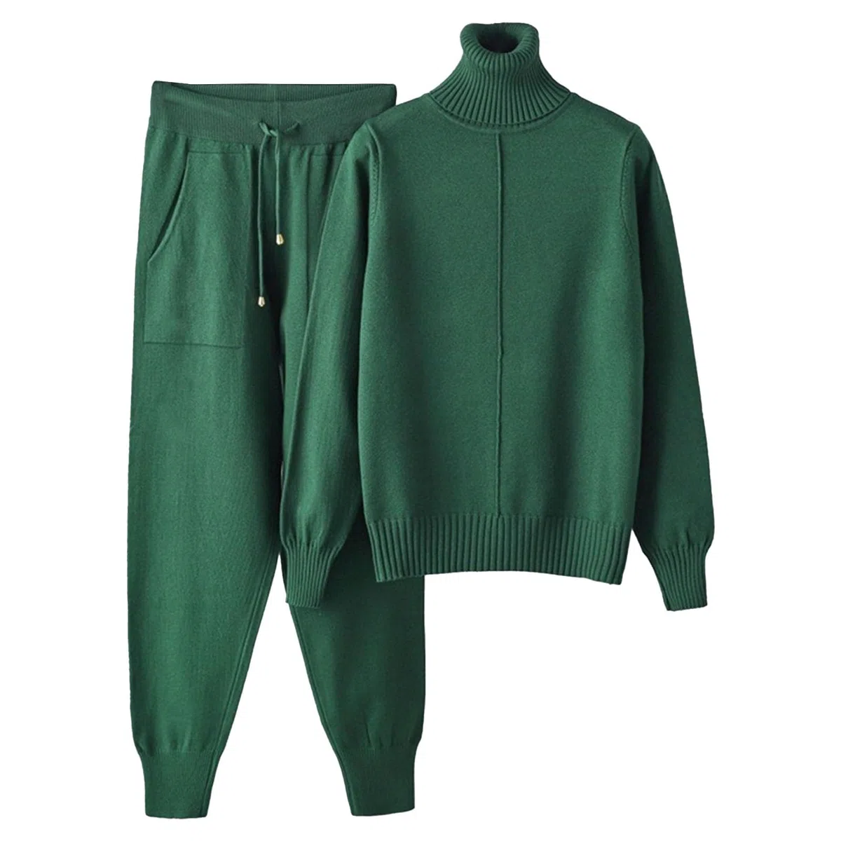 Completo Autunnale da Donna Composto da Due Pezzi, Maglione Oversize con Collo Alto, Pantaloni a Gamba Larga e Tuta Salotto 2025