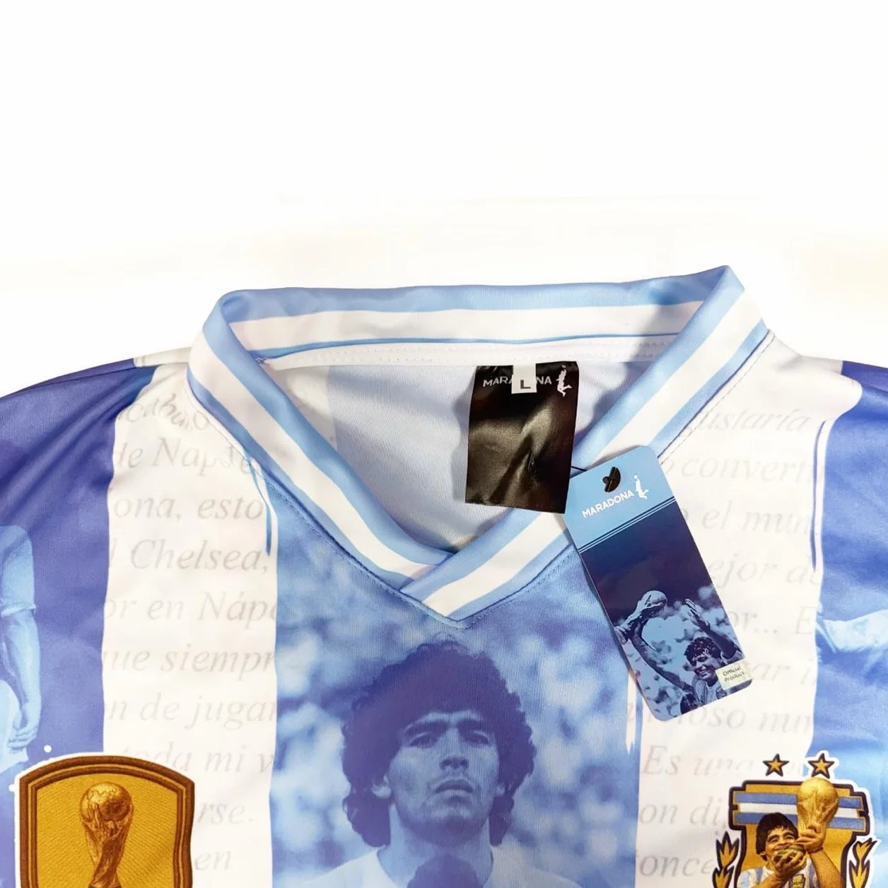Soul up Maglia Calcio Diego Armando Maradona - El Pibe de Oro. Replica Ufficiale. Maglietta Calcio Argentina per Ragazzo e Adulto.