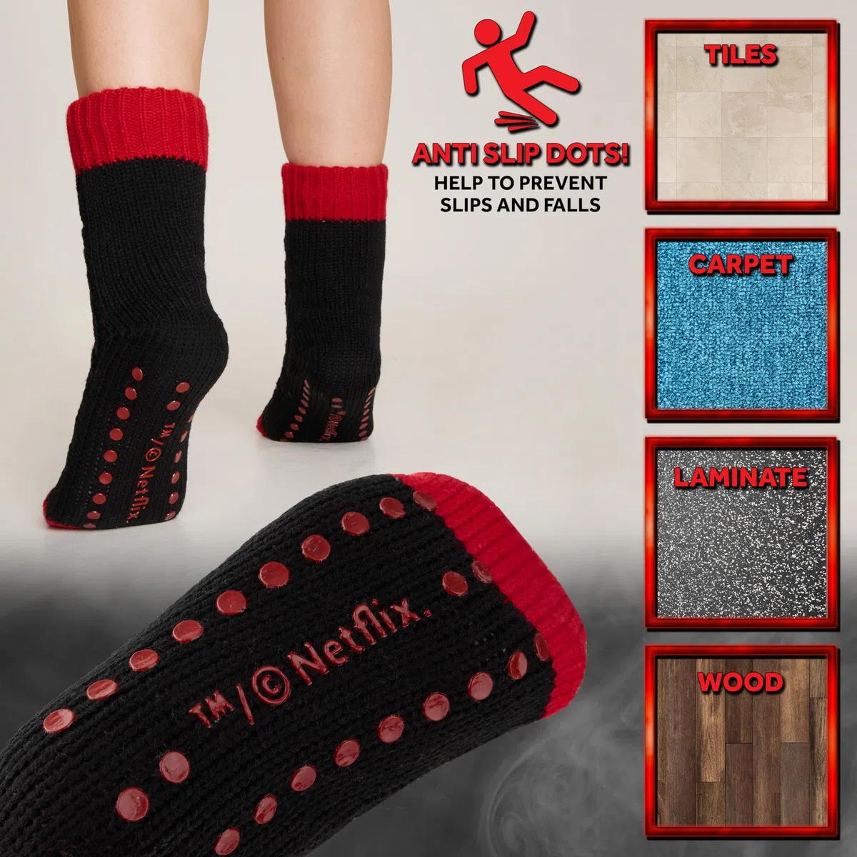 Stranger Things Calze a Pantofola da Donna EU 35-41, Calzini Antiscivolo Donna in Caldo Pile, Idea Regalo Accogliente