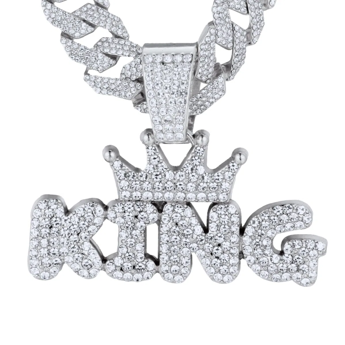 HALUKAKAH Collana con Ciondolo Diamante per Ragazzi,Placcato Oro 18k/Platino,Diamanti di Laboratorio Incastonati,Pendente Lettere 3D Bubble e 15MM Catena Cuban Link 40cm/45cm,Regalo per Figlio,Nipote