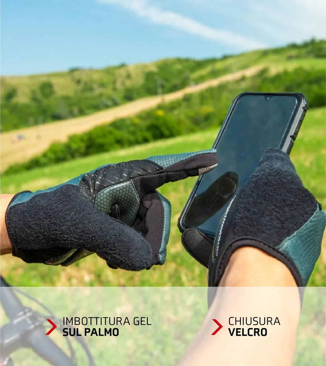 BIOTEX Guanti Epic Estivi per Bici Leggeri e Traspiranti a Dita Lunghe, con Tecnologia Touchscreen, ideale per Ciclismo su Strada o MTB