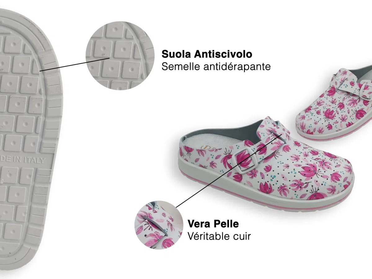 Zoccoli Donna da Casa e Lavoro, Ciabatte Sanitarie Chiuse e Comode, Pantofole Riposanti con Plantare Estraibile