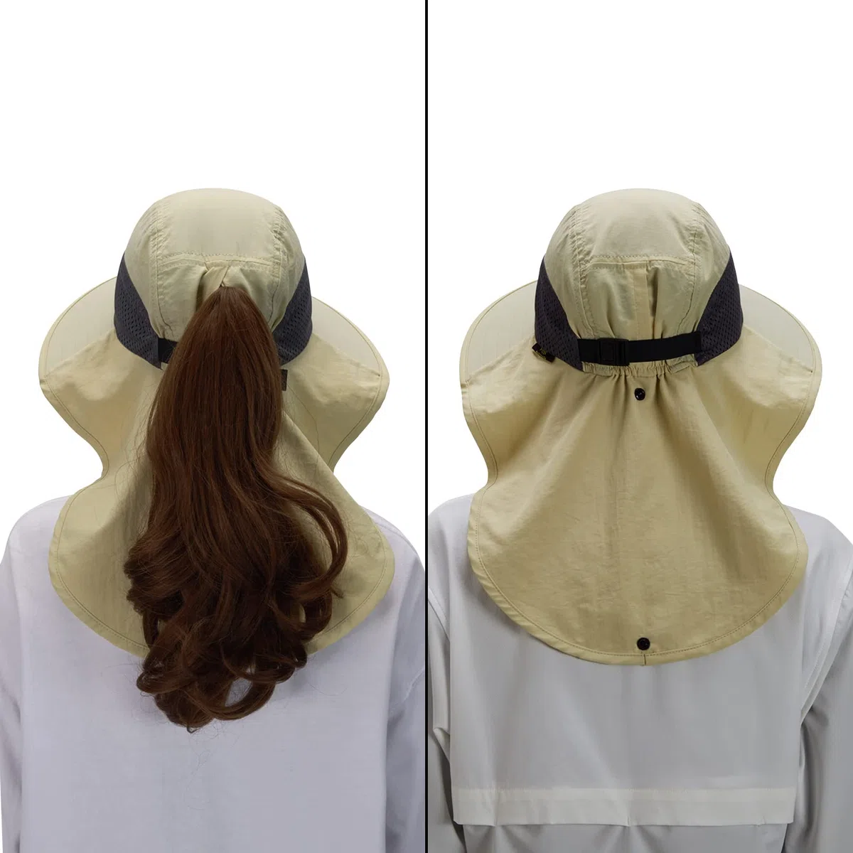 Bassdash Cappello da Sole Unisex UPF 50+ Cappello da Pesca Idrorepellente Tesa Larga con Ampia Protezione del Collo Coda di Cavallo Uomo Donna