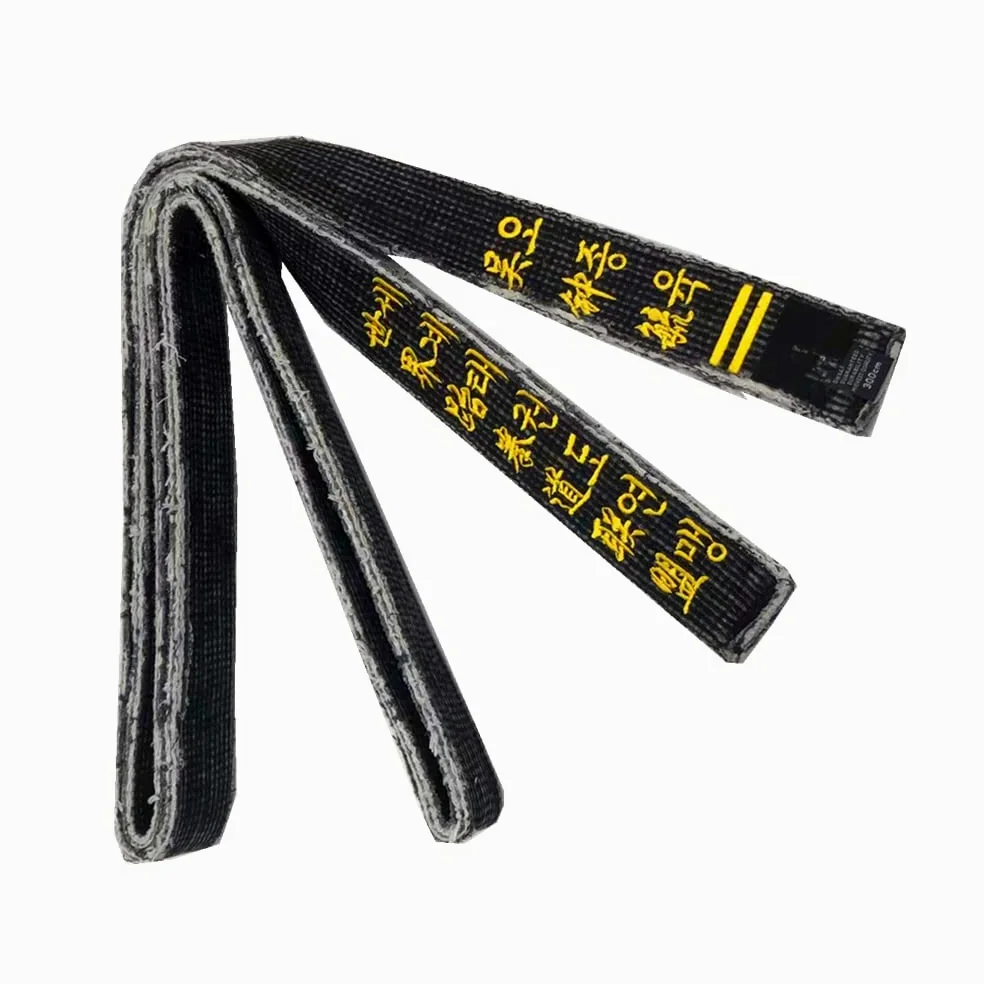 Cintura nera con ricamo personalizzato per arti marziali Taekwondo Karate Moodukkwan Cintura nera personalizzata Nome Cintura di lavaggio vintage
