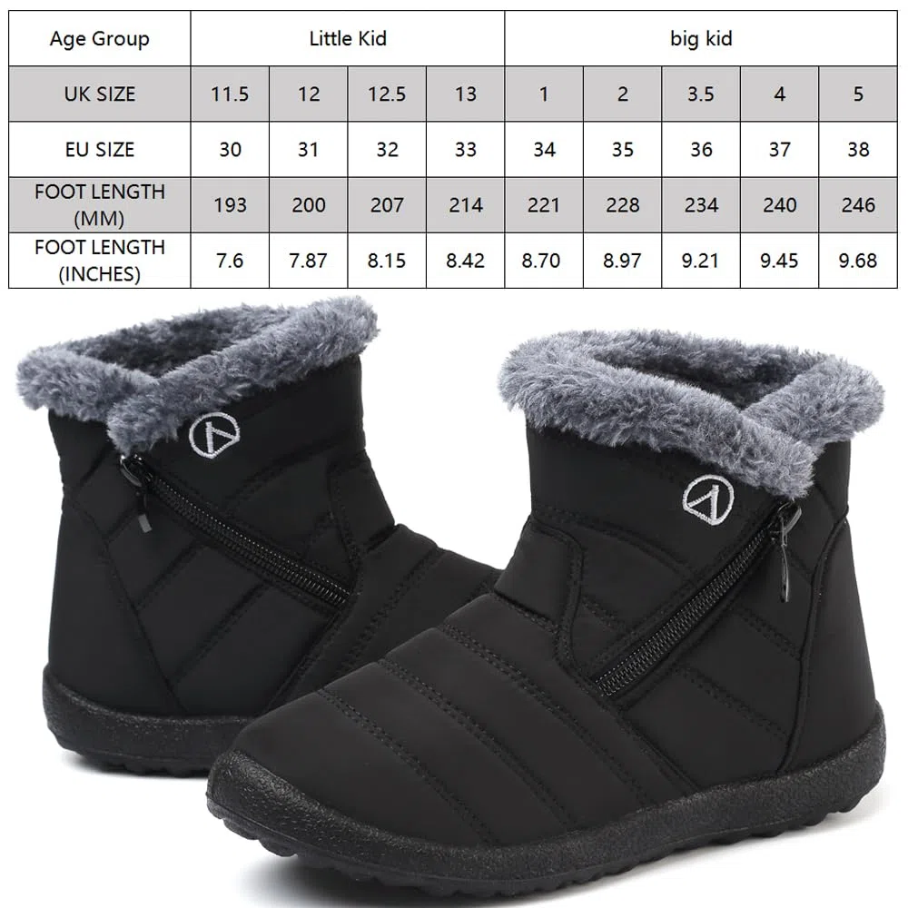 Stivali Ragazze Ragazzi Invernali Stivali da Neve Impermeabili Caldo Peluche Bambini Stivaletti All'aperto Antiscivolo Scarpe Trekking