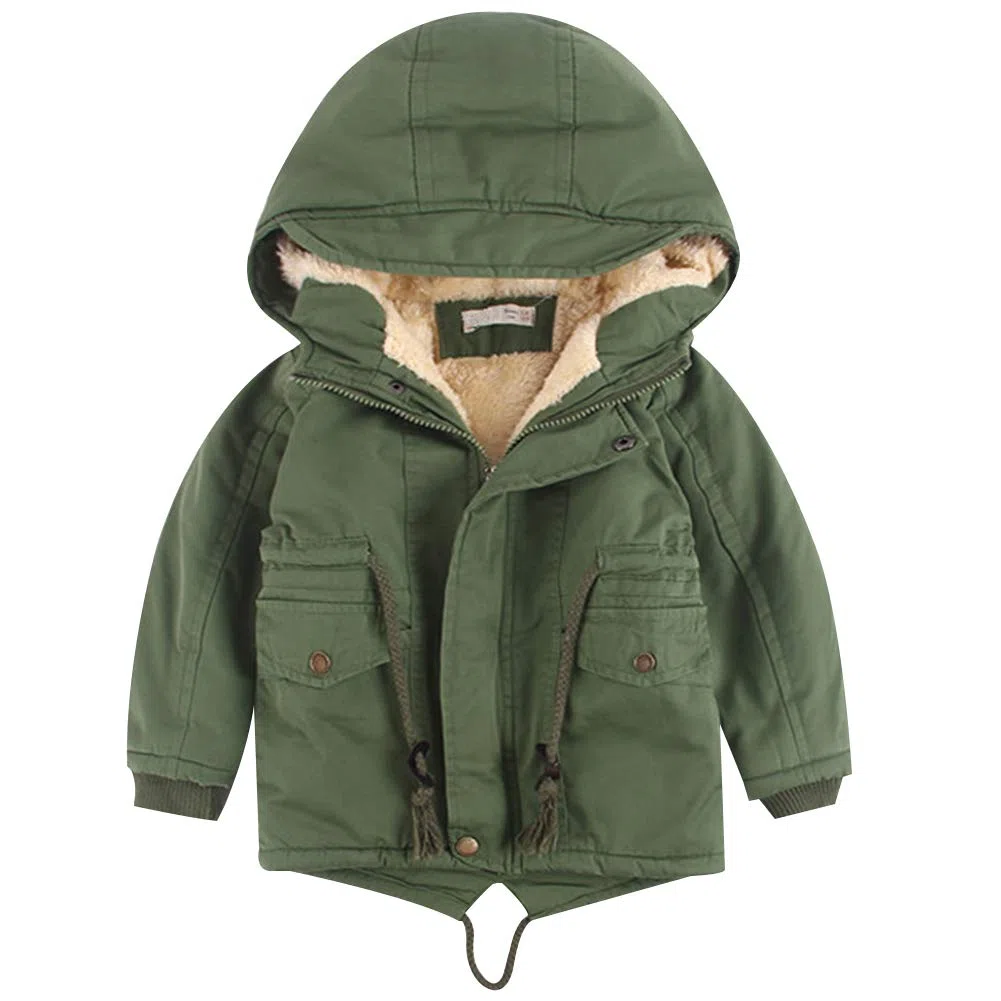 amropi Bambini Ragazzi Cappuccio Parka Inverno Giacca Foderato in Pile Caldo Cappotti per 3-9 Anni