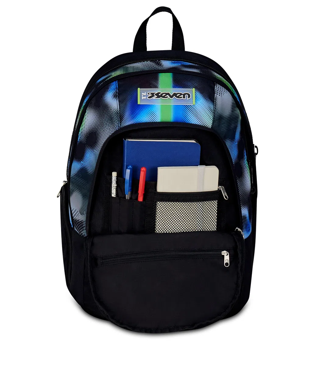 Seven Zaino Scuola Dual Write Down, Blu, Doppio Scomparto Da 31 Litri Di Capacità, Con Tasca Per PC, Tasca Per Borraccia e Tasca Con Organizer, Scuole Medie e Superiori, Per Ragazzo