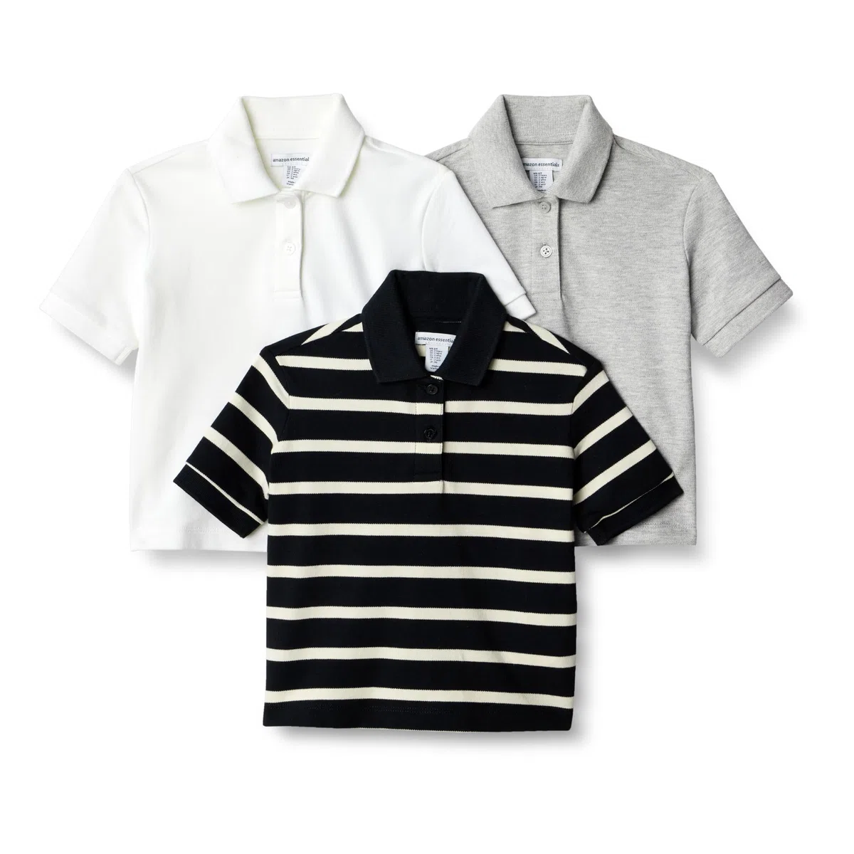 Amazon Essentials Polo in Cotone e Spandex Bimba e Bambina, Pacco da 3