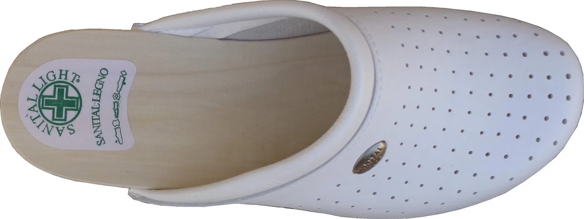 Sanital Light - Zoccolo da Uomo 2750 - Sottopiede Vero Legno - Fondo Micro Leggero Rigato - Tomaia Pelle - 100% Fatto in Italia
